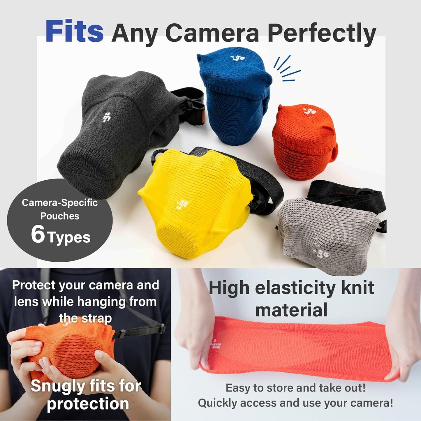 Camera Cover, Square W, Made in Japan, S size, Blue