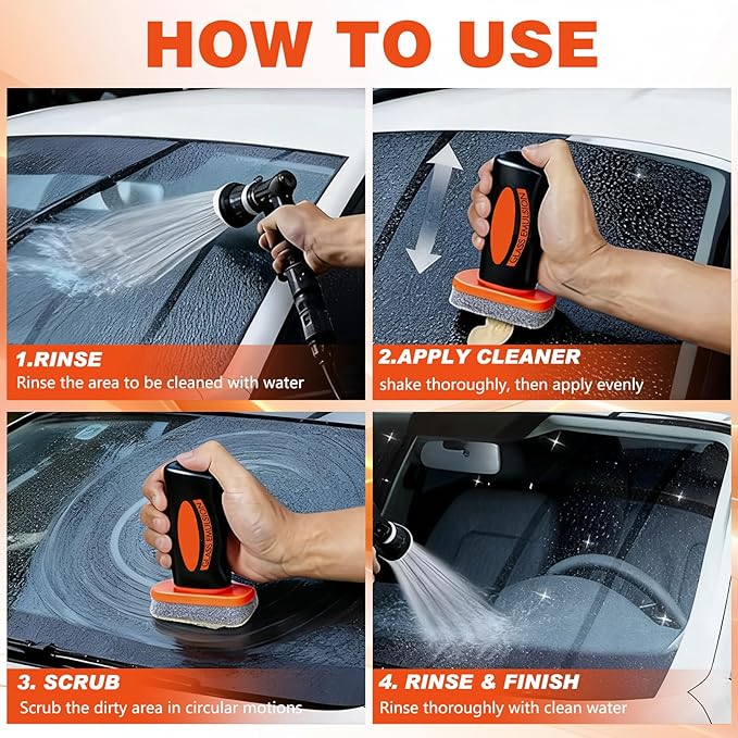 Glass Oil Film Remover for Car, Oil Film Remover for Car Windshields and Windows,Removes oil film & Smudges, Improve Windshield Clarity for Safe Driving