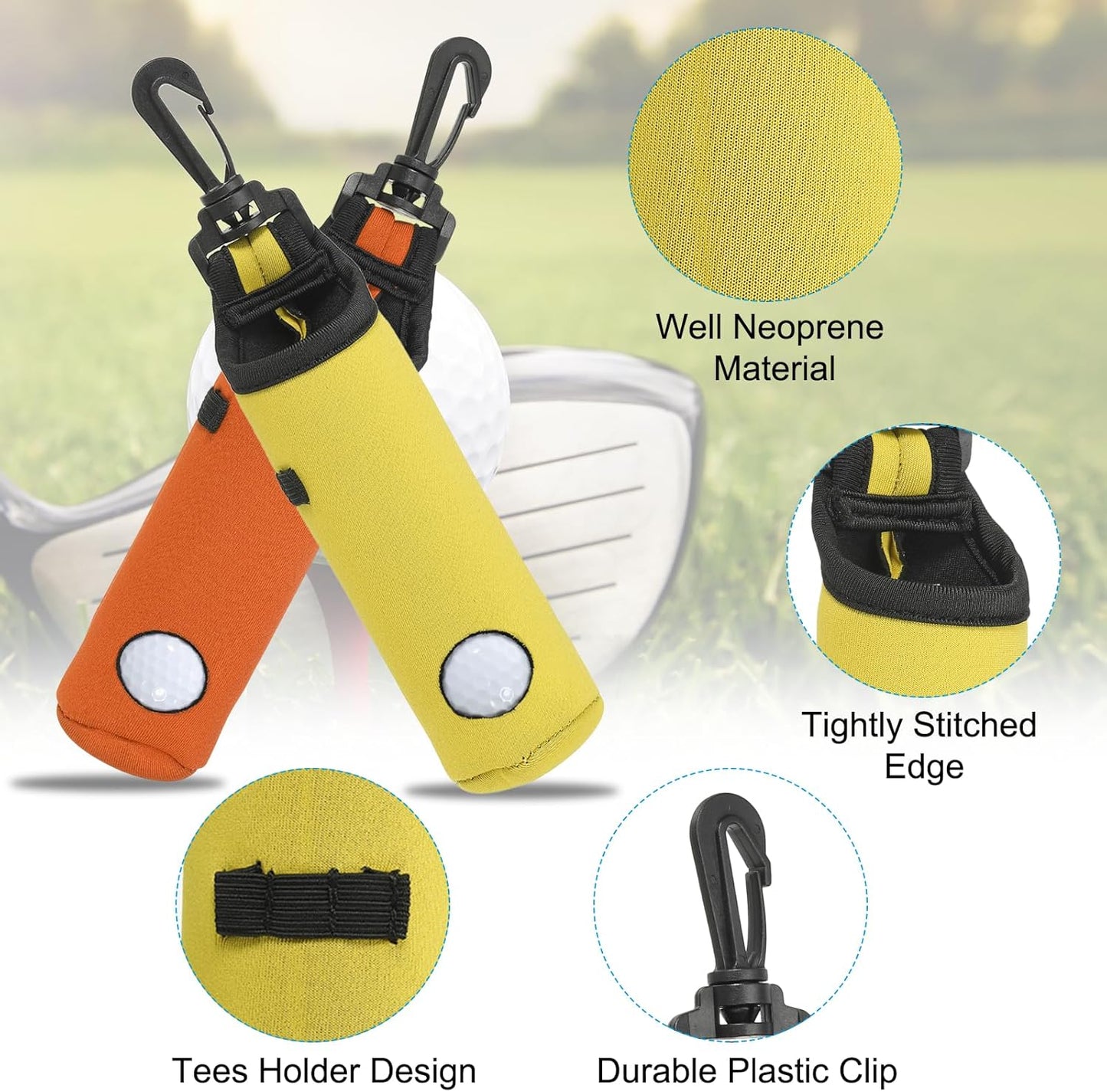 PATIKIL Golf Ball Carry Bag Golf Tee Holder Pouch Portable Neoprene Golf Ball Holder with Clip for Men and Women