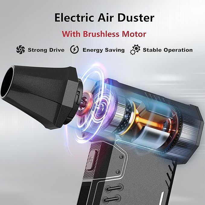 SDFM Compressed Air Duster - 180,000 RPM Electric Air Duster - with Brushless Motor, 3-Gear Adjustable Air Duster - for Keyboard, PC, Car, Air Bed, and Home Cleaning (X15)