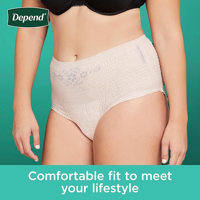 Depend Fresh Protection Adult Diapers, Incontinence & Postpartum Bladder Leak Underwear for Women, Disposable, Maximum, Extra-Large, Blush, 26 Count, Packaging May Vary