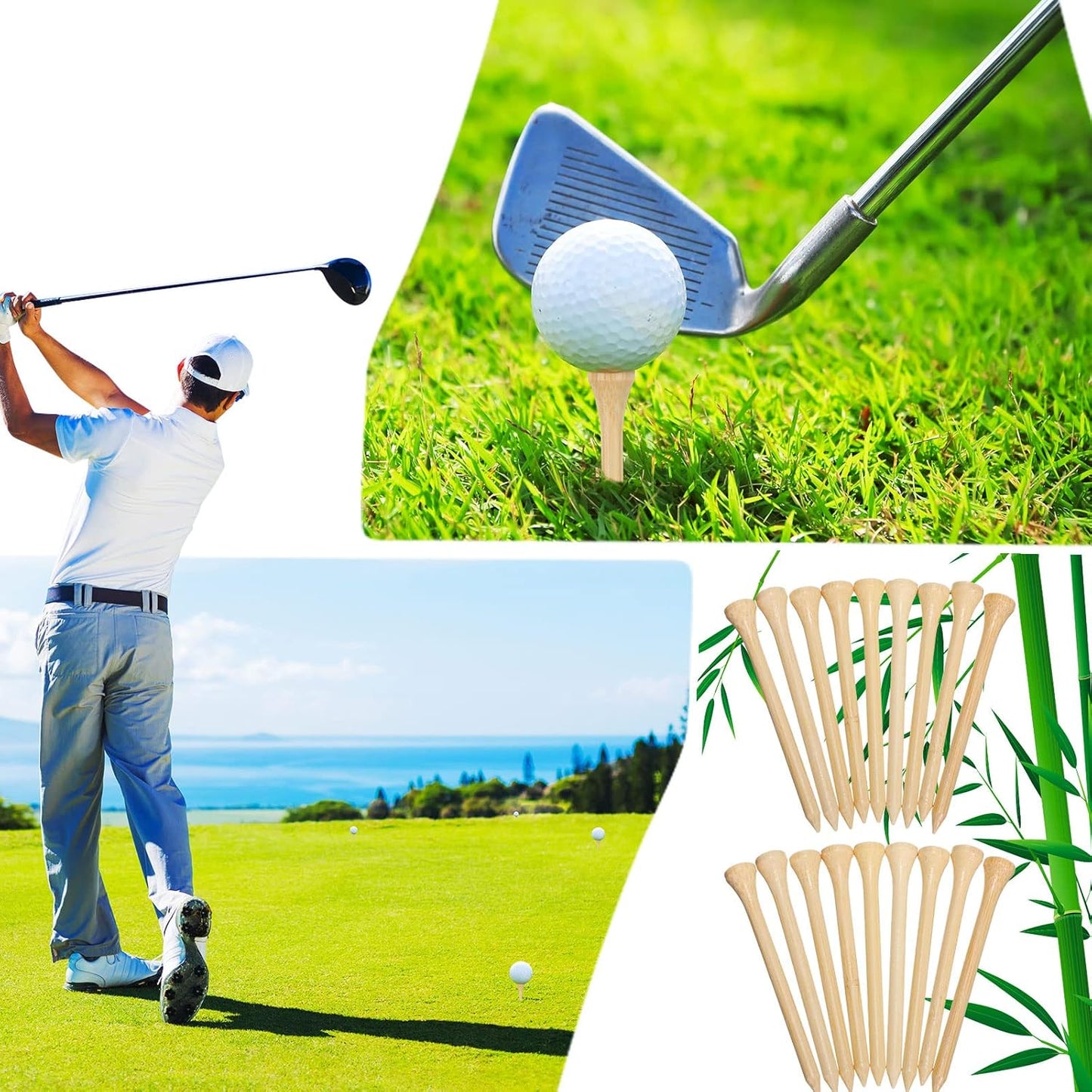 Mudder 2000 Pcs Bamboo Golf Tees Bulk Professional Golf Tees Reduce Friction Side Spin for Club Men Women Kids Accessories