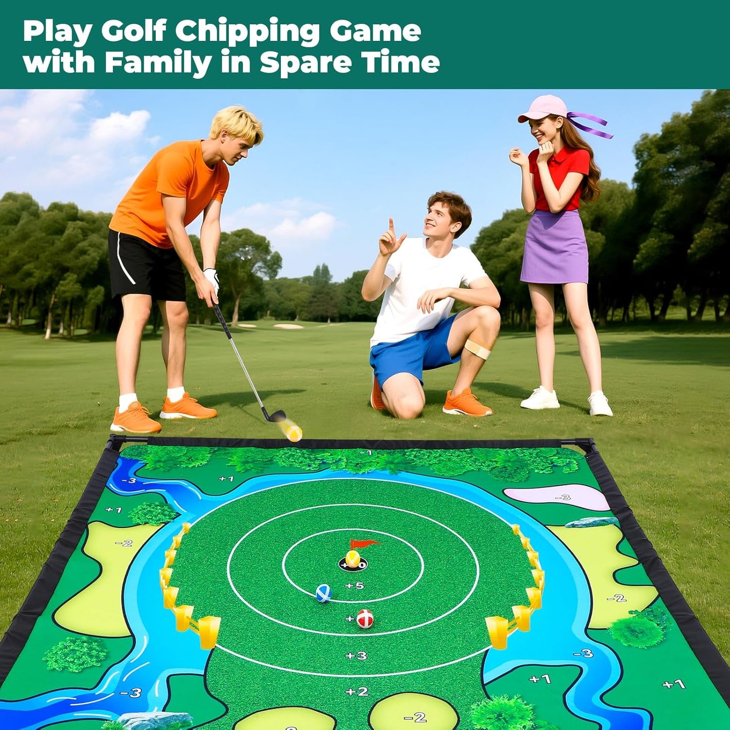 GCCSJ Golf Chipping Game Set, Golf Game, Balls x 40, (Free Adjustable Golf Club x1), The Original Portable Golf Game for Chipping Practice for Family Golfers - Indoor and Outdoor
