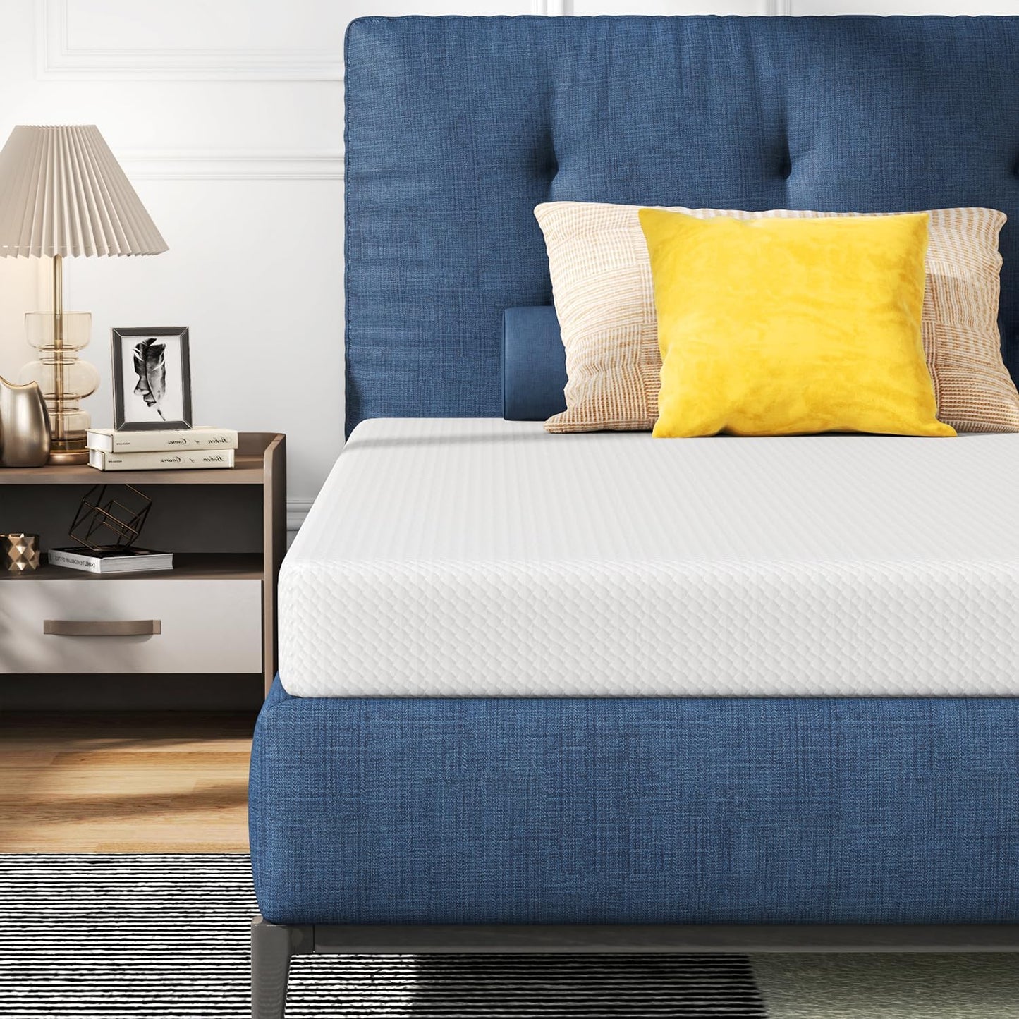 FDW | 6 Inch King Mattress | Medium Firm | Gel Memory Foam Mattress | White | Bed in a Box, CertiPUR-US Certified | Pressure Relief, Cooling Ventilated Foam | Washable Removable Cover