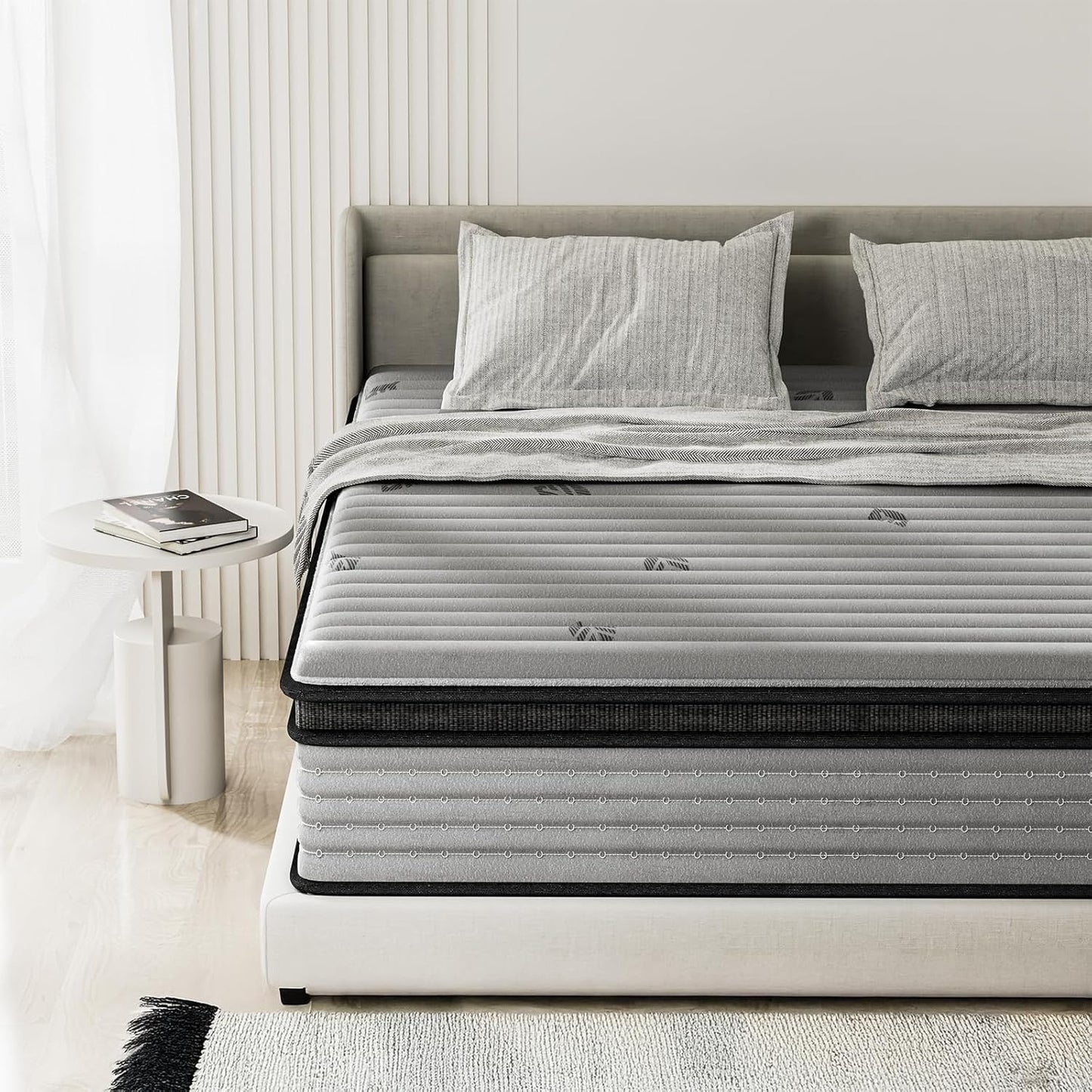 King Mattress 12inch in a Box, Memory Foam Hybrid Mattress with Pocket Springs and Zoned Support for Back & Lumbar Pressure Relief, Motion Isolation and Edge Support -CertiPUR-US(12 Inch,King)