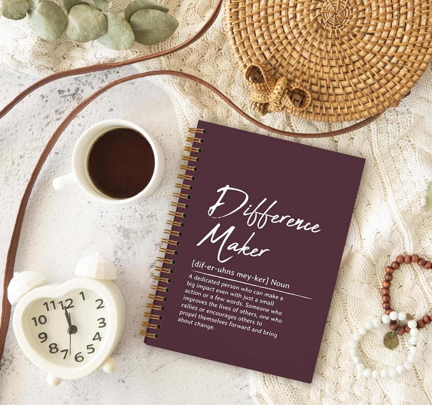 OXW Burgundy Notebooks for Work, Difference Maker Gift Meeting Notebook Journal for Writing, Employee Appreciation Gifts, Thank You Gifts for Women Men Leader Mentor Boss Manager, 5.5"x8.3"