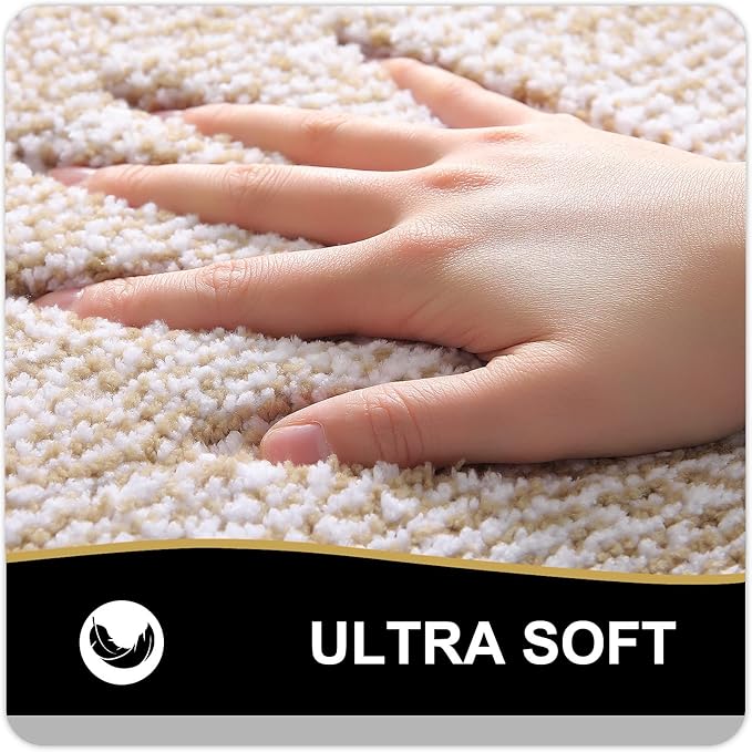 OLANLY Bathroom Rugs 36x24, Extra Soft and Absorbent Microfiber Bath Mat, Non-Slip, Machine Washable, Quick Dry Shaggy Bath Carpet, Suitable for Bathroom Floor, Tub, Shower (Large, Beige)