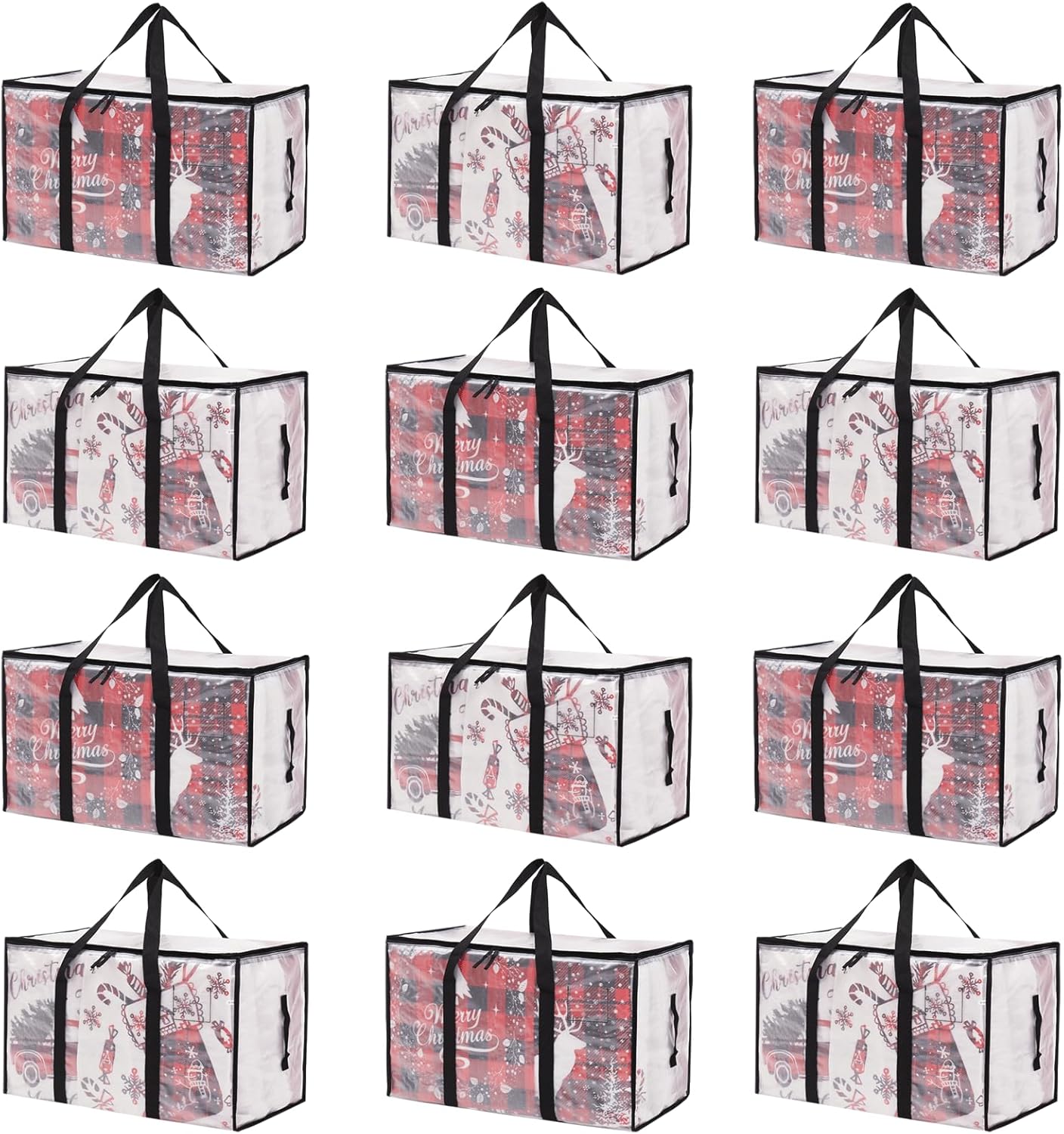 Moving Bags Heavy Duty Extra Large, Alternative for Moving Boxes & Moving Supplies,Clear Storage Bins with Lids, Plastic Packing Tote, Storage Bags for Clothes with Handles & Zippers(Clear, 12 Pack)
