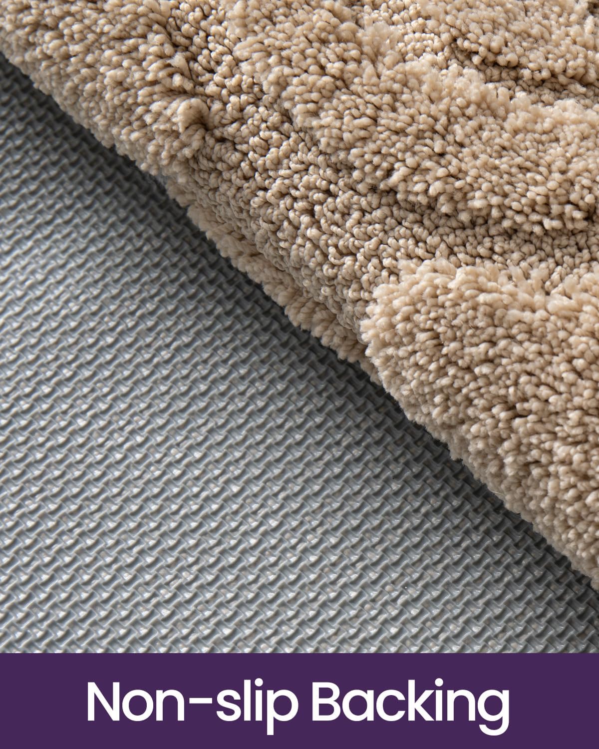 DEXI Bathroom Rug 24x36, Non Slip Washable Bath Mat for Shower Floor, Absorbent Soft Bathmat with Rubber Backing, Plush Fluffy Microfiber Floral Retro Carpet, Beige
