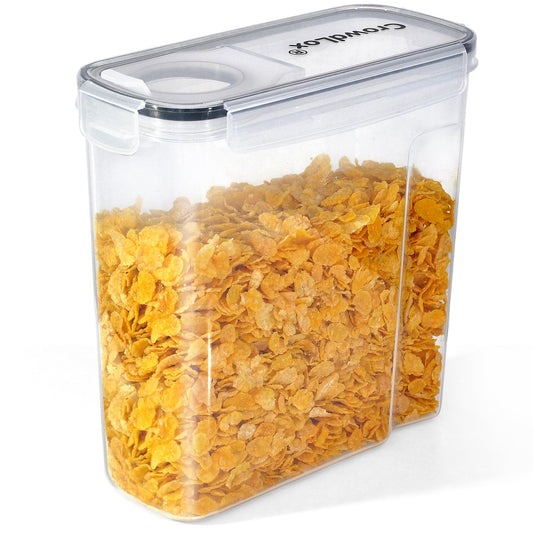 CrowdLox Cereal Storage Containers 4L Food Grade and BPA Free Sets with Lids Kitchen Storage & Organisation Food Containers Large Kitchen Organiser for Cornflakes (Single Unit)
