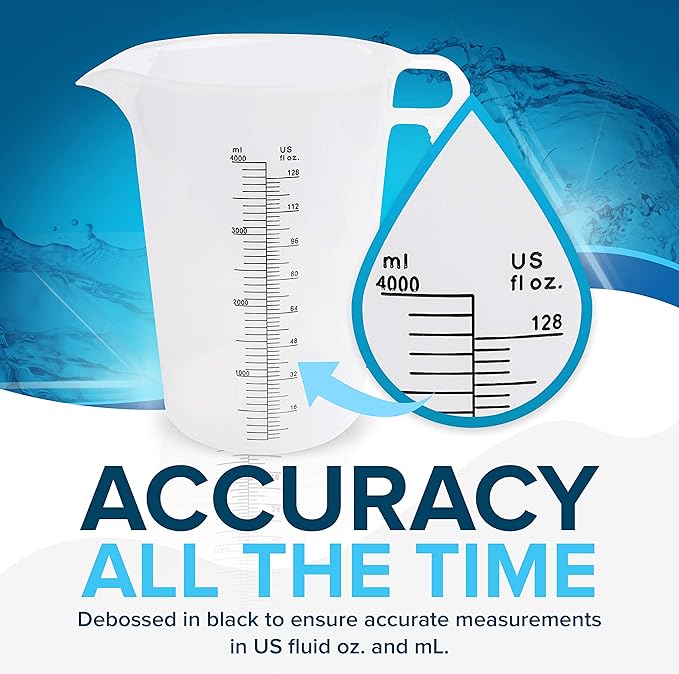 8oz (250 mL) Measuring Pitcher, Plastic, Multipurpose - Great for Chemicals, Oil, Pool and Lawn - Ounce (oz) and Milliliter (mL) Increments (1 cup)
