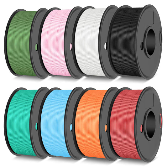 TECBEARS High Speed PLA 3D Printer Filament Bundle, Matte PLA Filament 1.75mm for High Speed 50-600mm/s, 8 Pack,250g Spool, Blac