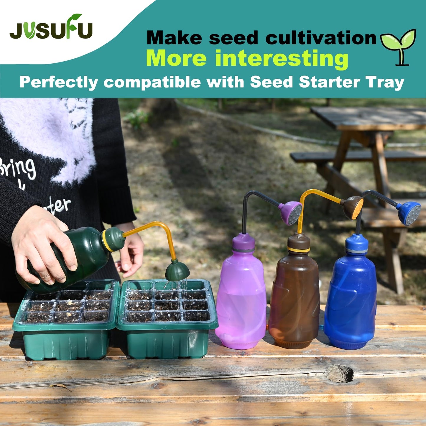 Watering Can for Seedlings, Tiny Watering Bottle for Small Desk Plants Andsucculent Plants 0.45L (Brown)