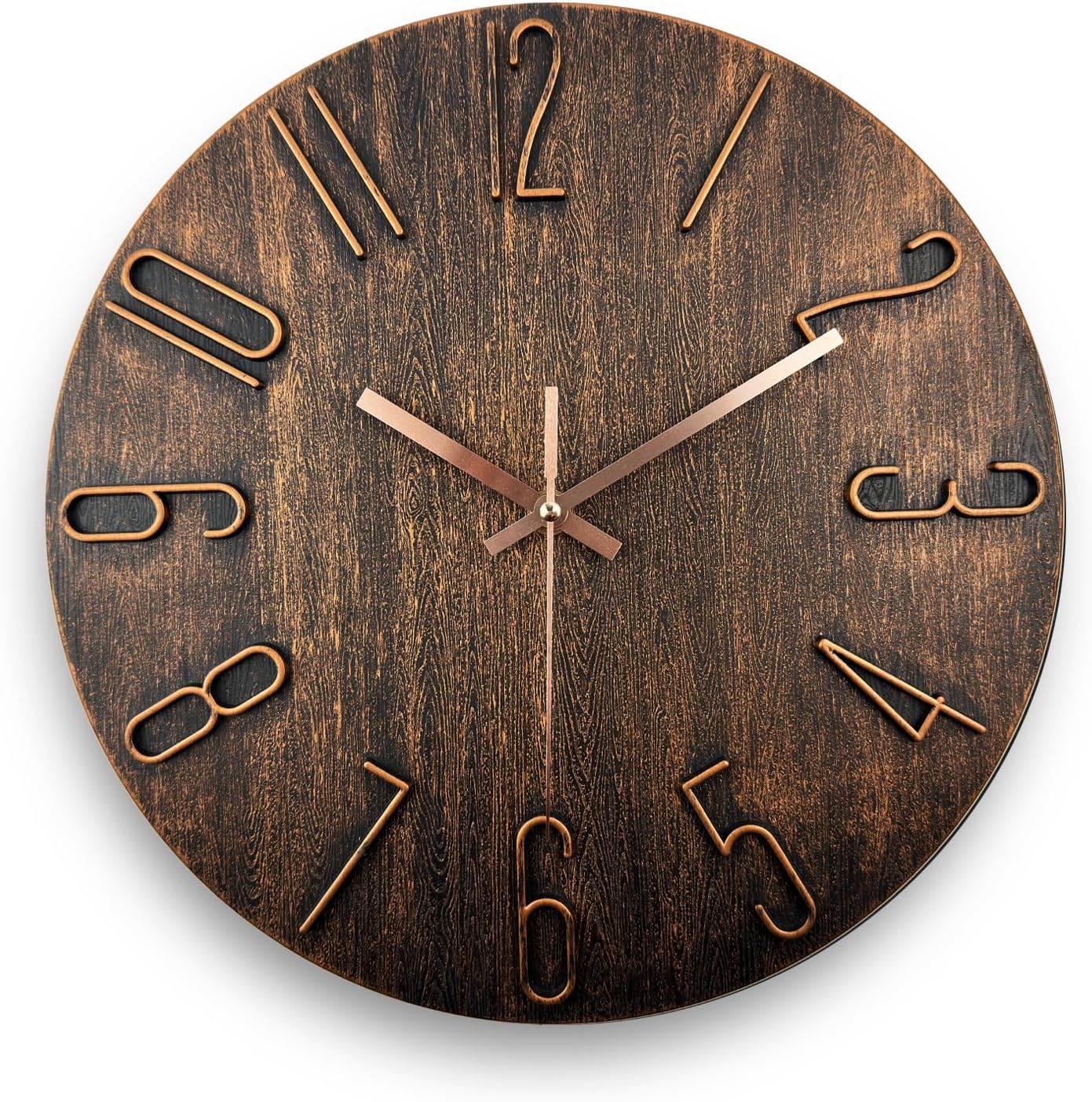 Wall Clock, Silent Clock, Wall Clocks Battery Operated， 12 inch Modern Wall Clock, Suitable for Offices, Living Rooms, Kitchens, Homes, Schools (Brown)