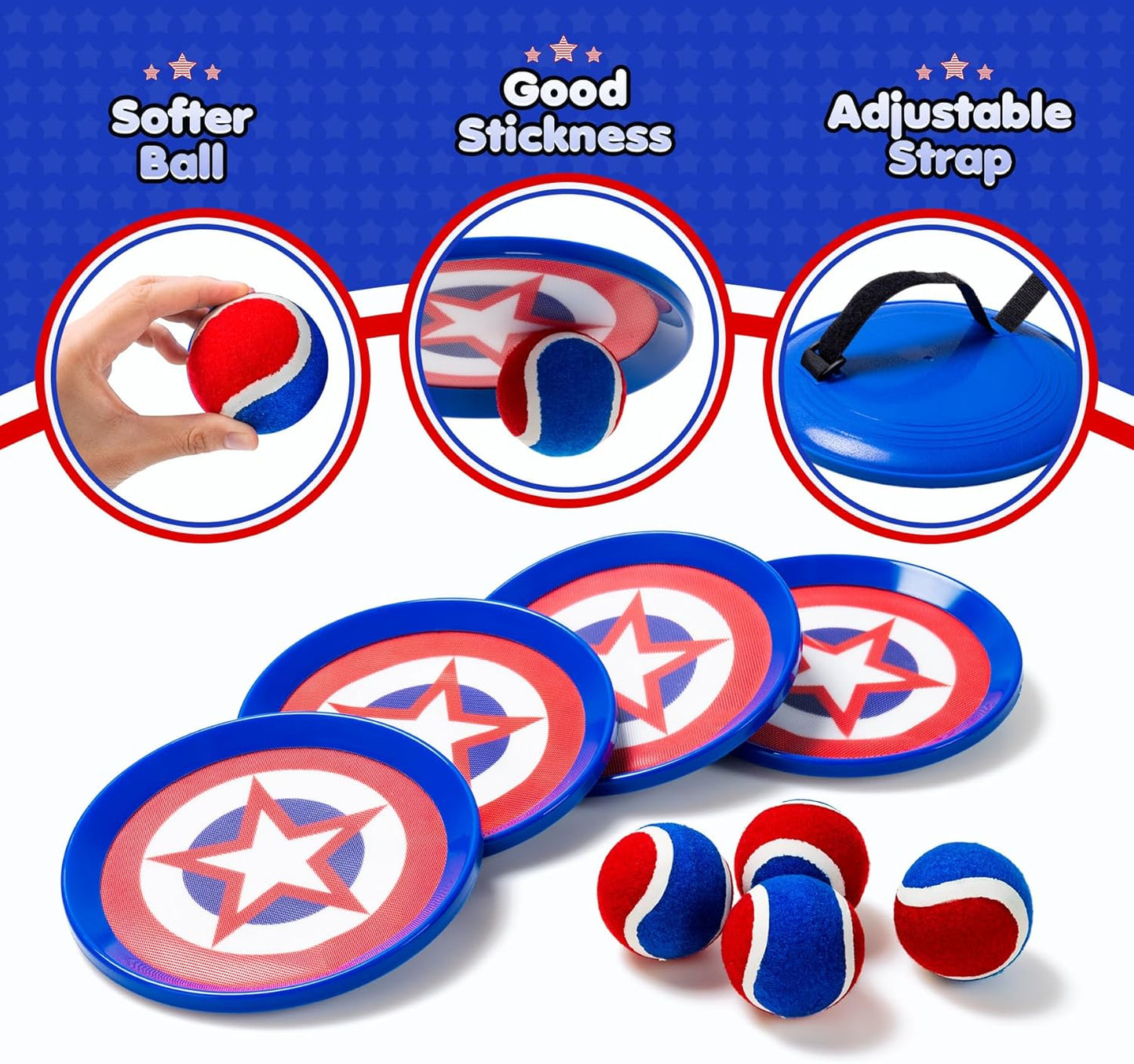 PlayZap Toss and Catch Ball Set Upgraded Stocking Stuffers for Toddlers Kids Teens Boys Girls - Baseball Toys Sturdy PVC for Beach Pool Yard Outdoor - Gift for 3-5 5-8 8-13+ Years