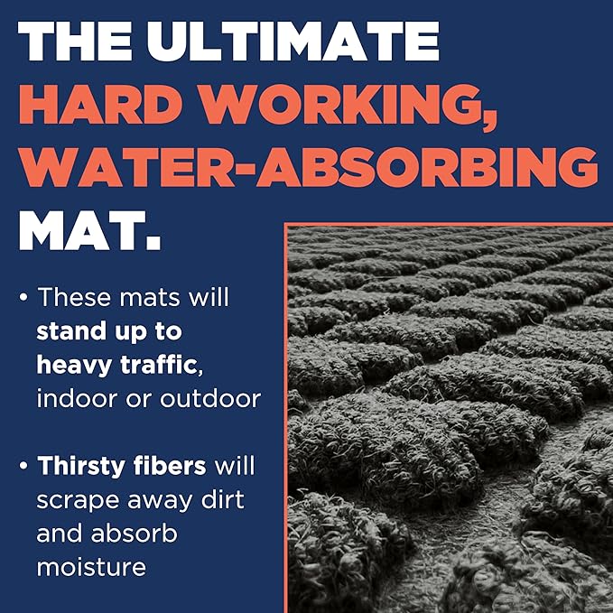 MATSINC Artisan Entry Front Door Mat - Rubber Back Indoor or Outdoor Mat with Quadra Foil Design, Water Absorbing Welcome Front Door Mat Outside Entrance, Made in The USA, 30" x 48"(Graphite)