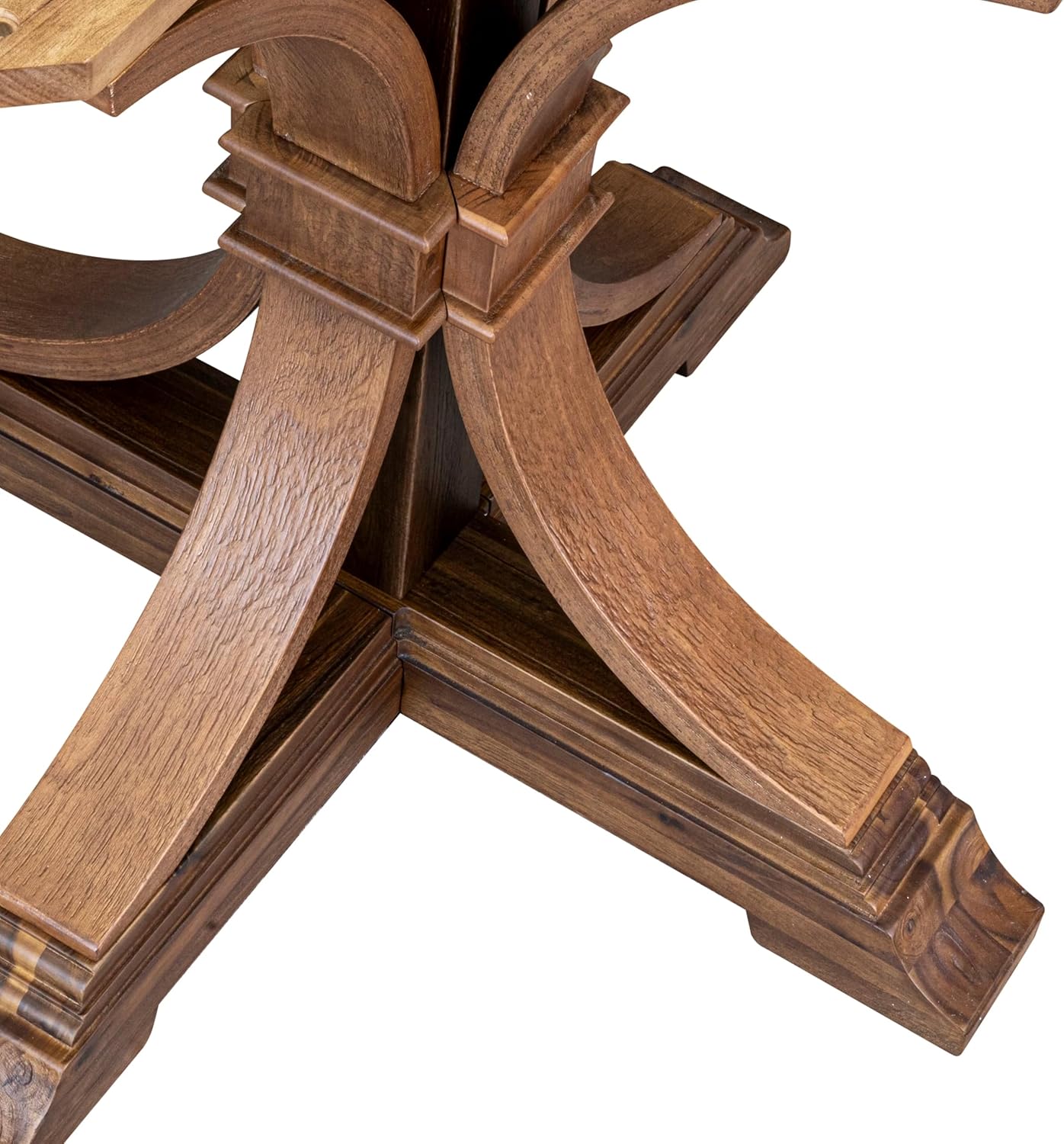 I57-0N-TP Breakfast Table with Acacia Wood Round Tabletop and Elegant Pedestal Base - Antique Walnut Finish