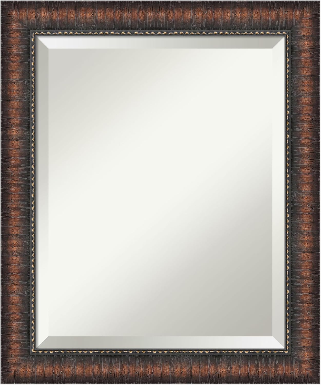 Amanti Art Brown Wall Mirror 24x20 Caleb Brown Rectangle Bathroom Mirror for Wall Decor Living Room, Small Rustic Farmhouse Frame, Hangs Horizonally and Vertically, Bathroom Decor, Beveled Edge