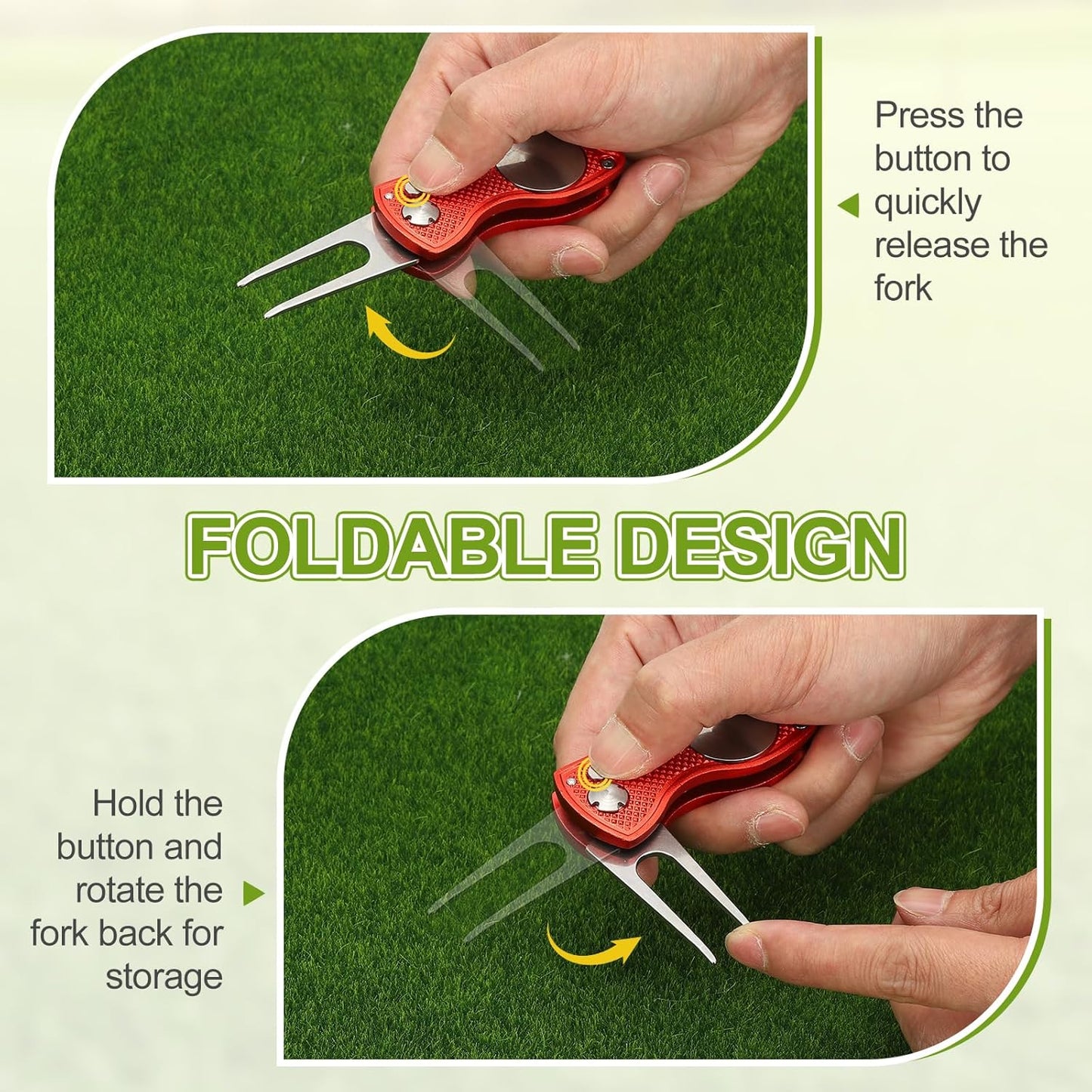 PATIKIL Golf Divot Repair Tool, Foldable Metal Golf Green Divot Tool with Magnetic Ball Marker & Stainless Steel Fork