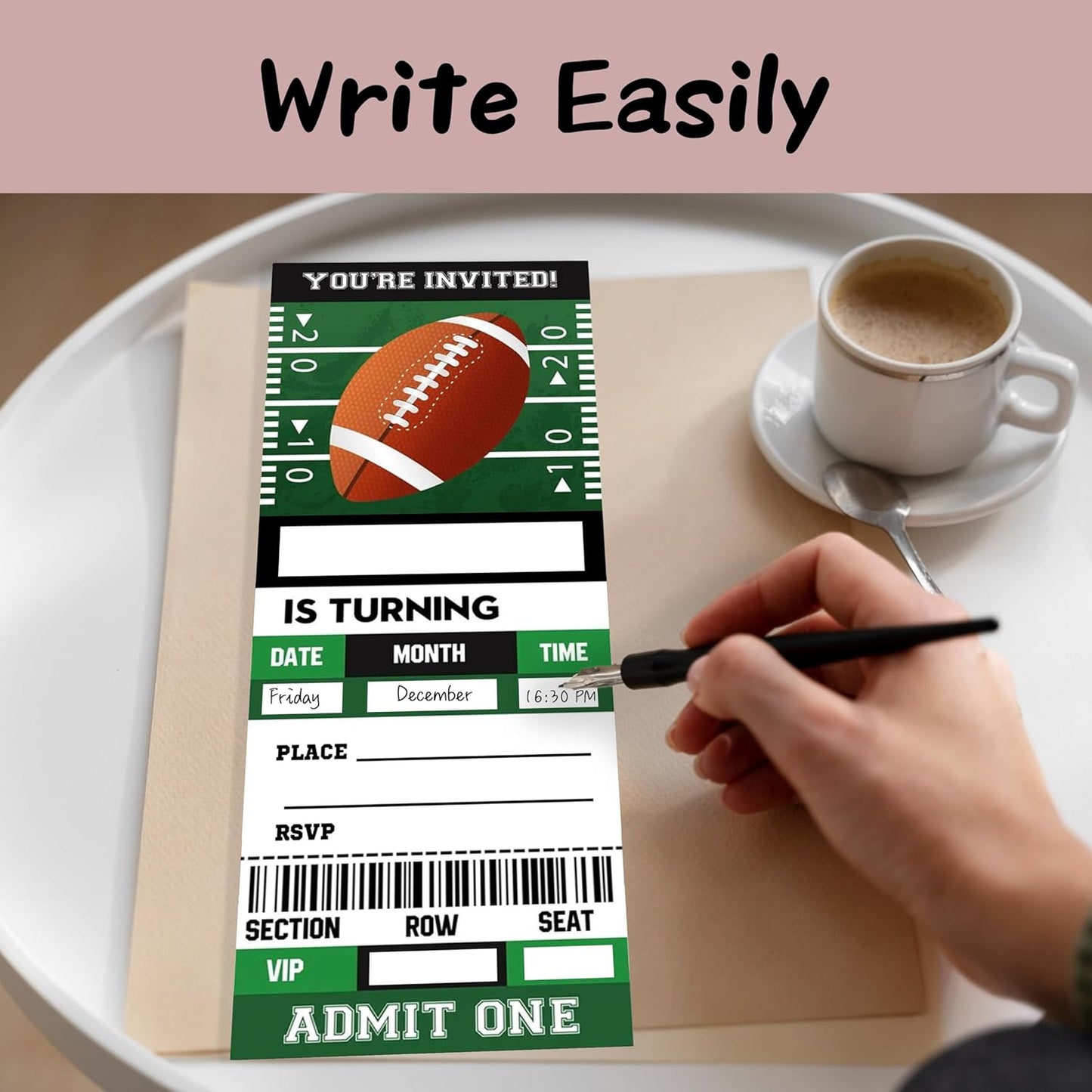 Football Game Ticket Invite Cards-Football Birthday Invitation with Envelopes for Teens kids Adults-Sports Birthday Cards-Party Favor & Supplies (20 Packs)-A17