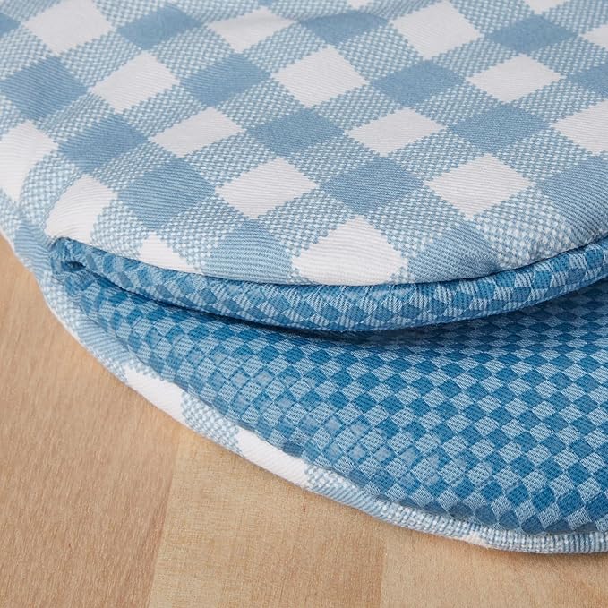 KitchenAid Gingham Mini Oven Mitt 2-Pack Set, Blue Velvet, 5.5"x8"