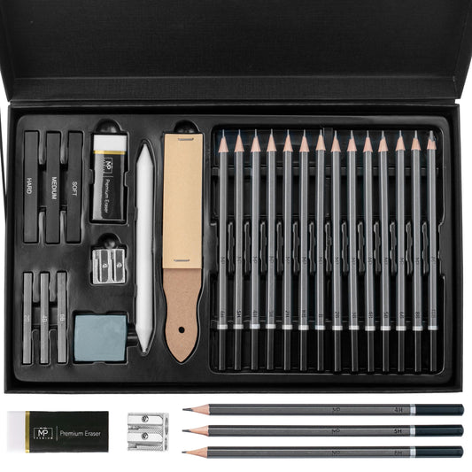 Mr. Pen- Drawing Sketching Pencil Set, 25 pcs, Graphite Pencils (10B-6H), Graphite Sticks, Erasers, Sharpener, Blending Stump & Sandpaper Pad for Drawing, Shading & Art Projects