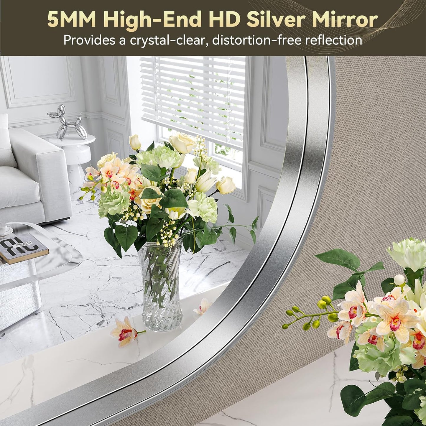 Brightify Arched Mirror, Arched Wall Mirror, 30 x 40 Inch Silver Arch Mirror, Metal Frame Silver Bathroom Mirror, Arched Top Bathroom Vanity Mirror for Living Room Bedroom Mantel Entryway Hallways