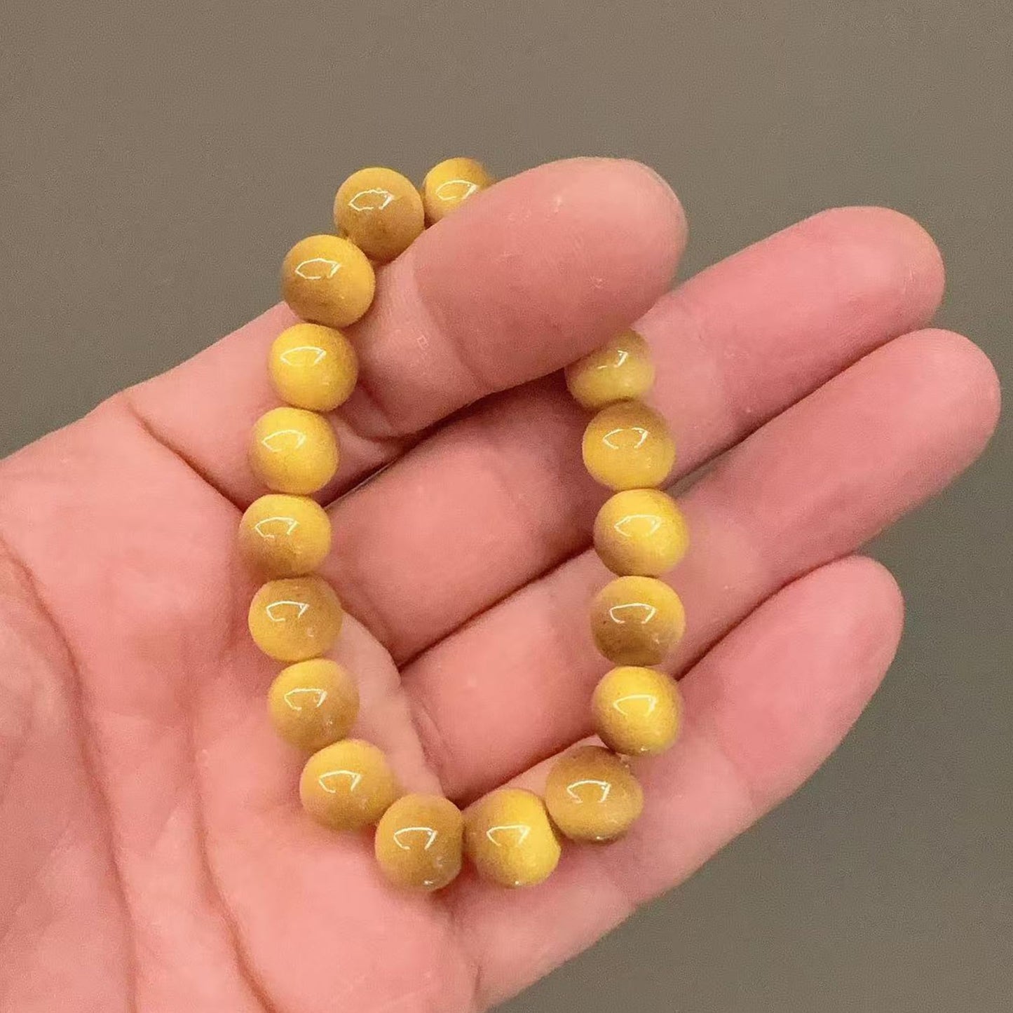 Cryhand Female 8mm Beaded Bracelets For Women Simulated Golden Tigers eye Bracelet for Men Handmade Lucky Money Stretchy Crystal Bracelets Best Gifts