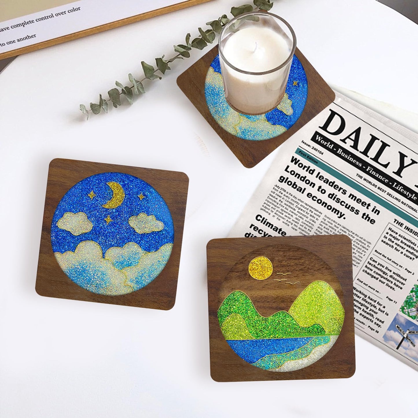 Filigree Enamel Art Painting Crafts Starter Kit, DIY Enamel Craft Making Resin Crafts Coasters Kits, DIY Art Project Craft Kits for Adults Seniors Teens, Hobby Kits for Women, Handmade Home Decor Gift