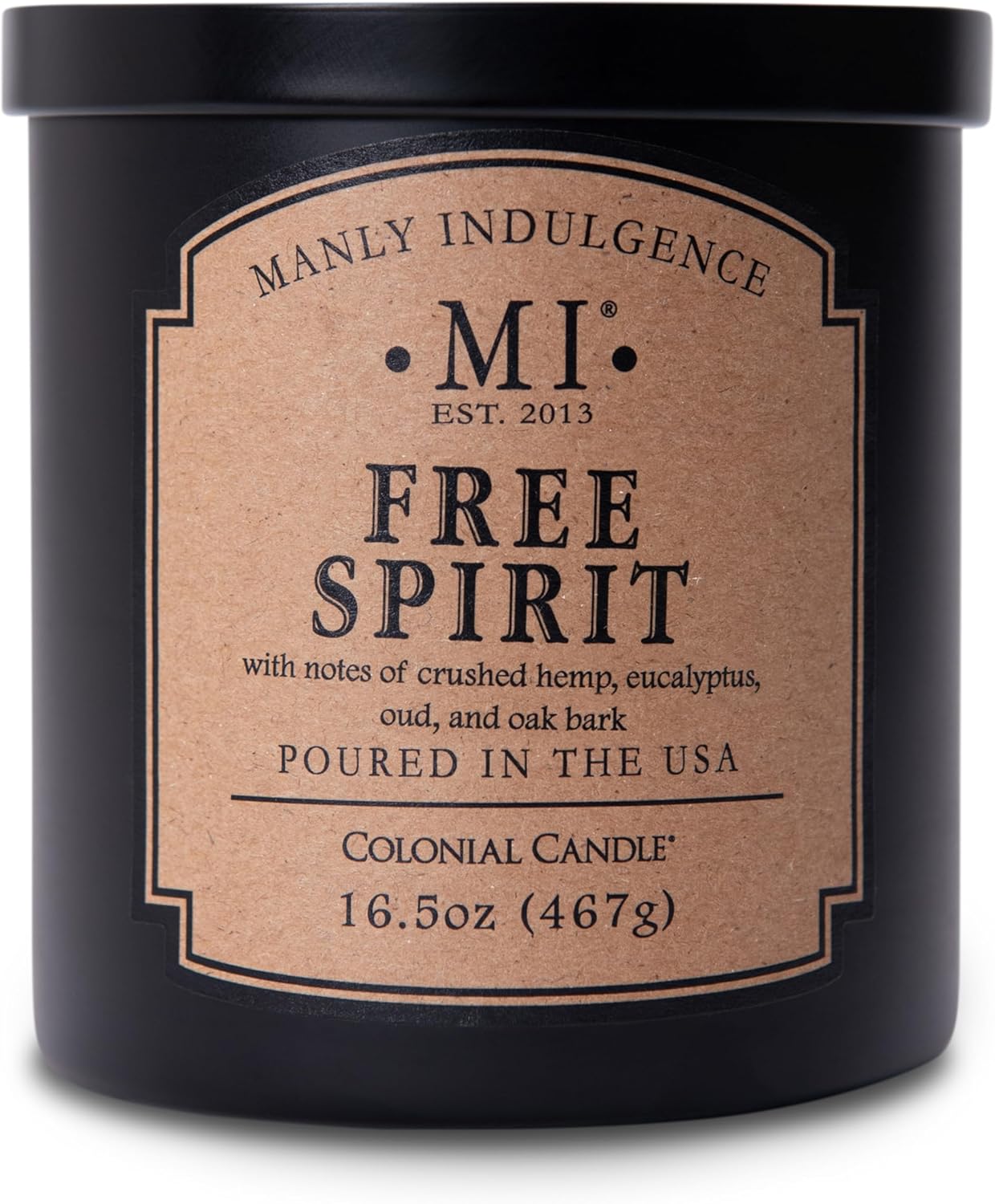 Manly Indulgence Free Spirit Scented Candles for Men, 16.5 oz Single Wick, Premium Soy Blend Wax, 60H Burn, Candles for Home Scented – Made in The USA