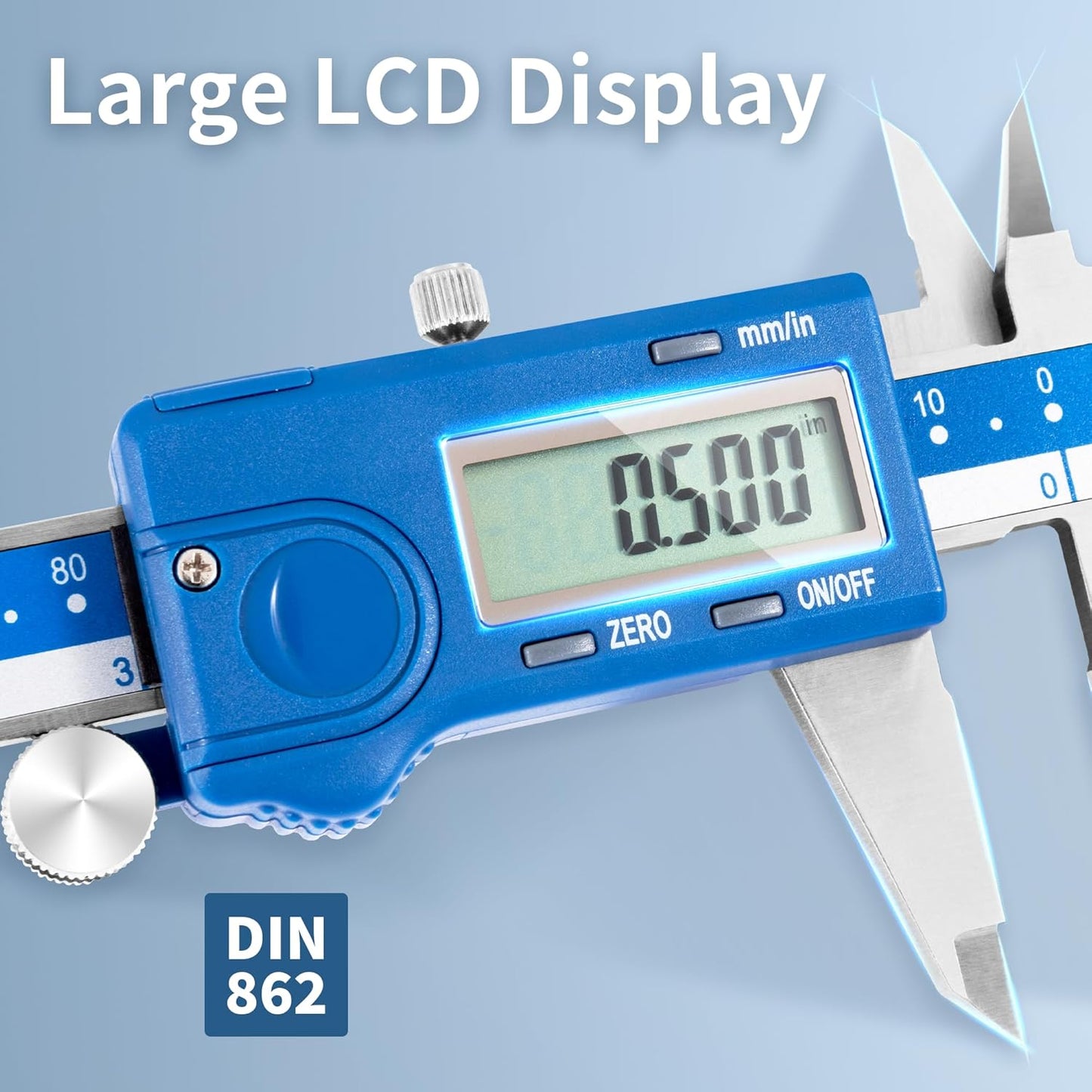 Dasqua Left-Handed Digital Caliper 0-12"/0-300mm Stainless Steel with Large LCD Screen, Dual Reading in/mm, Accuracy ±0.0016"/0.04mm, Resolution 0.0005"/0.01mm, High Precision Caliper Measuring Tool