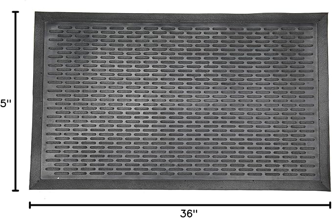 Sweet Home Stores Indoor/Outdoor Rug Ribbed Waterproof Design Multi-Purpose Rubber Mat, Perfect for Kitchens, Entryways, Living Rooms, Office, 3' x 5', Black