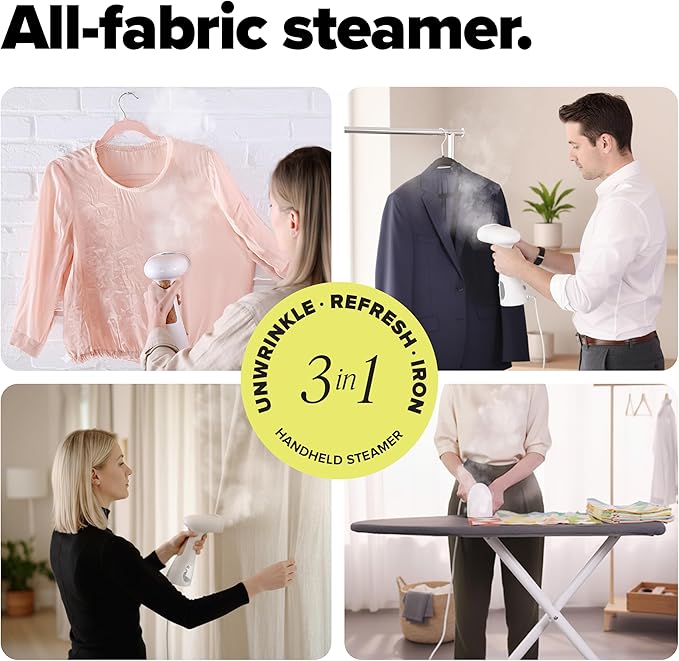 Dupray Voila 3-in-1 Steamer - Portable Handheld Fabric Steamer for Clothes, Travel-Friendly and Versatile