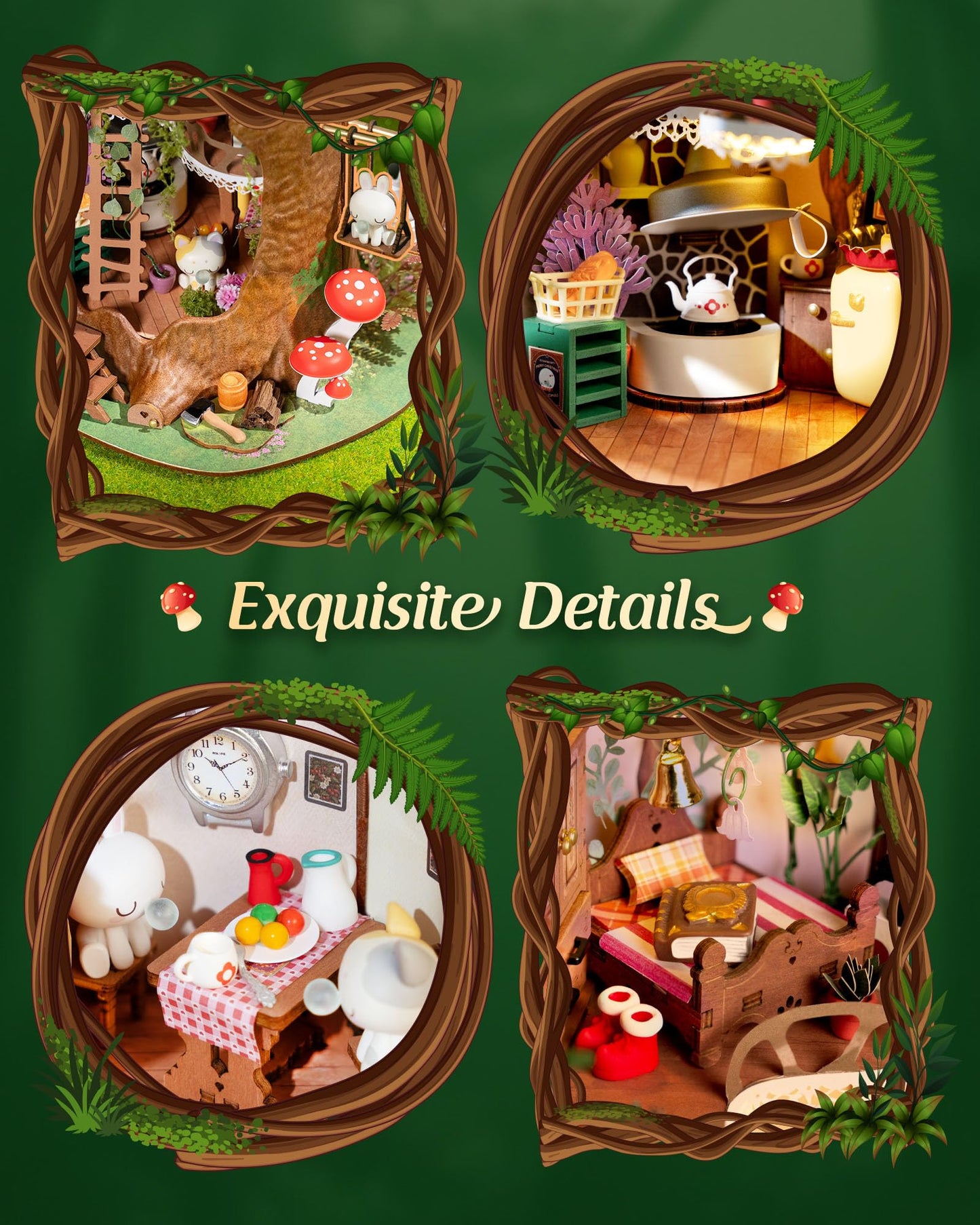 Rolife DIY Miniature House Kit for Adults, Mini Wooden Dollhouse Kit, Tiny House Diorama Building Kits-Birthday Christmas Craft Hobbies Gift for Teens Kids (Fairytale Tree House)