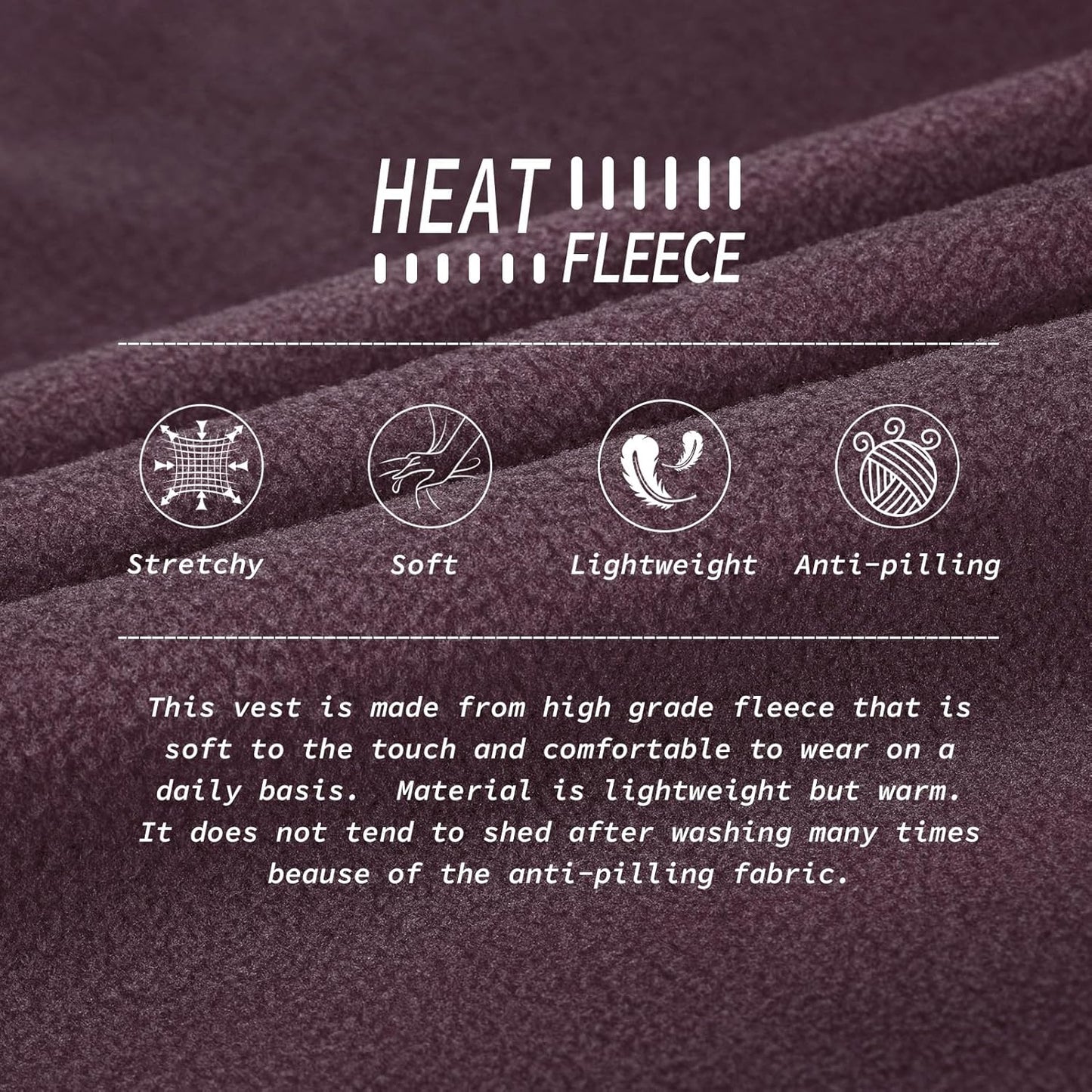 33,000ft Men's Fleece Vest, Lightweight Warm Zip Up Polar Vests Outerwear with Zipper Pockets, Sleeveless Jacket for Winter