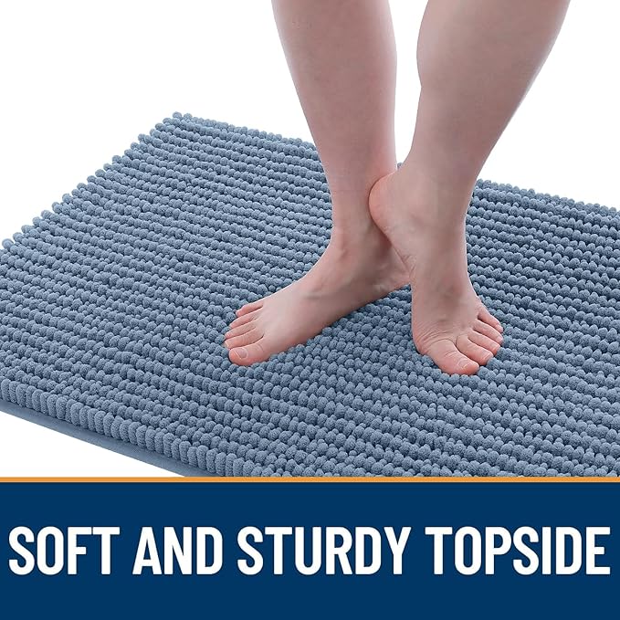 OLANLY Dog Door Mat for Muddy Paws 30x20, Ultra Absorbent Chenille Mud Doormat, Non-Slip Washable and Dirt Trapping Doormat for Indoor Entryway, Quick-Dry Indoor Pet Bed Mats for Dogs, Airy Blue