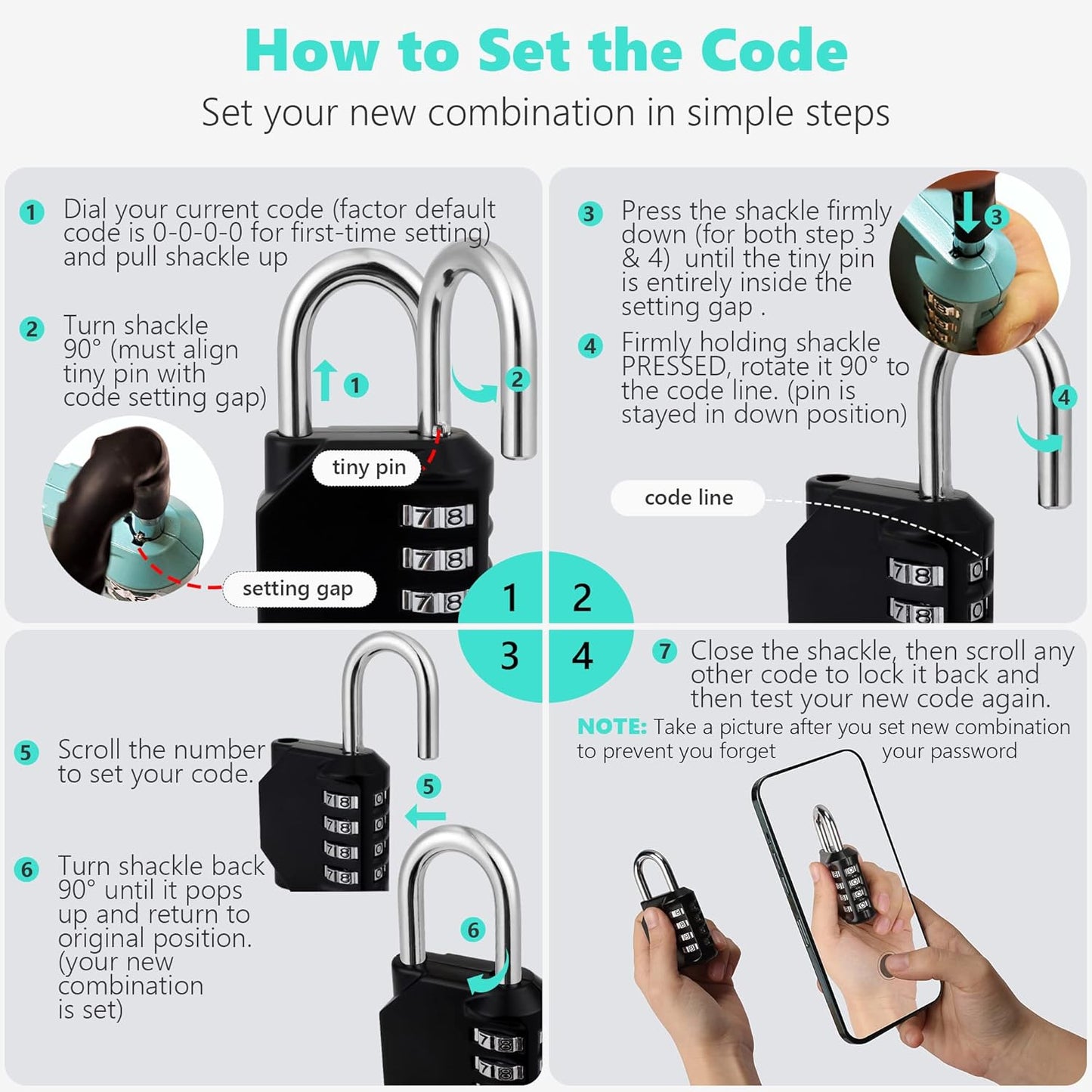 CL11MC Combination Lock, 4 Digit Outdoor Combination Padlock Set Your own Combination for Gym Locker Lock, School, Gates, Doors, Toolbox, Hasps and Storage (Mocha Mousse *1)