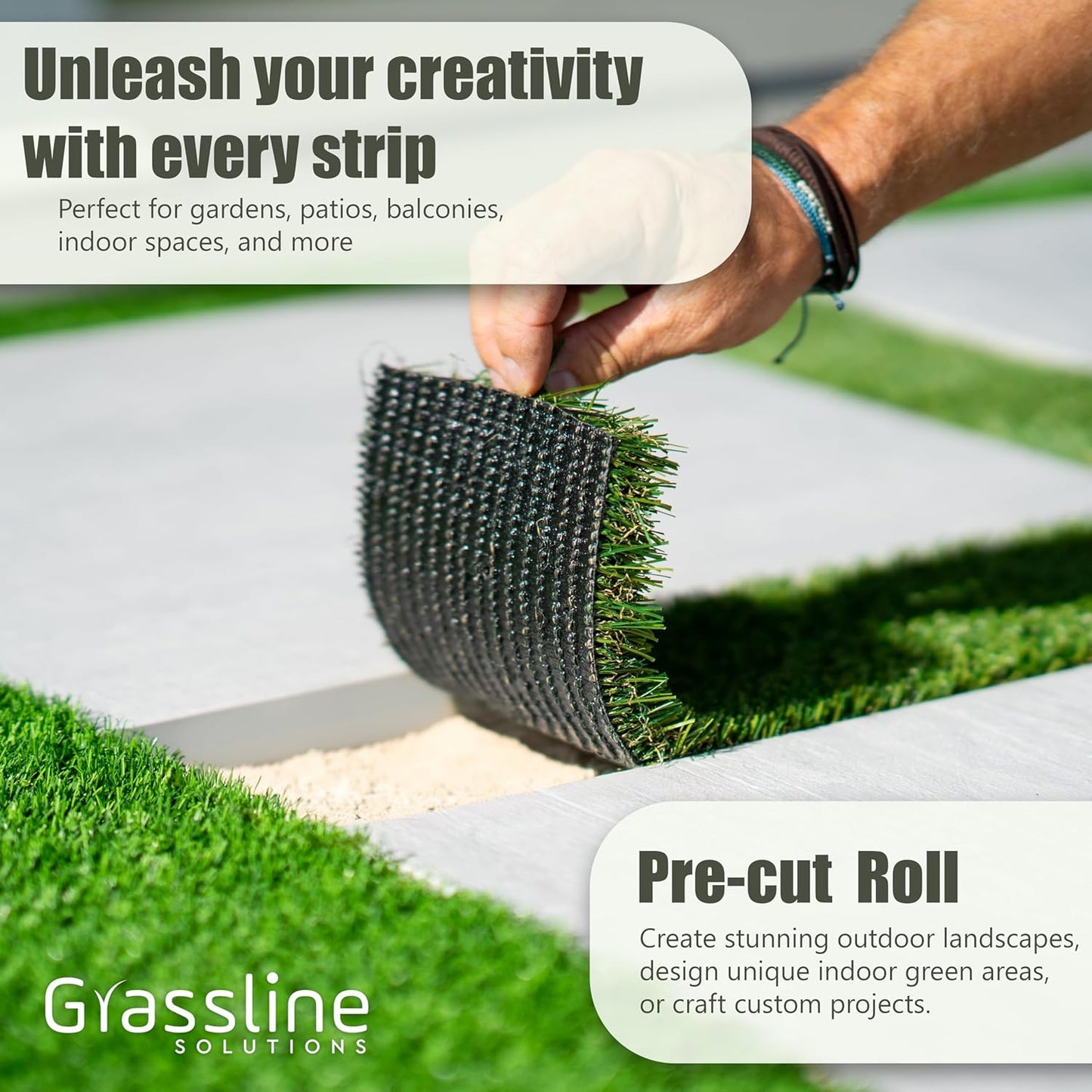 Artificial Grass Strip 3" x25' for Indoor/Outdoor Use-Realistic, 1" Thick Synthetic Turf for DIYers and Professionals, Pre-Cut Roll for Easy Installation and Creative Designs (3in x 25ft)