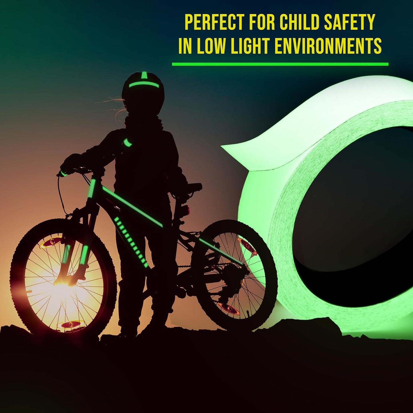 Lockport Glow in The Dark Tape - 2 Pack - 30 Ft x 1 in - Bright - Rechargeable - Reflective - Halloween Decoration, Night Decorations, Safety and Home Marking