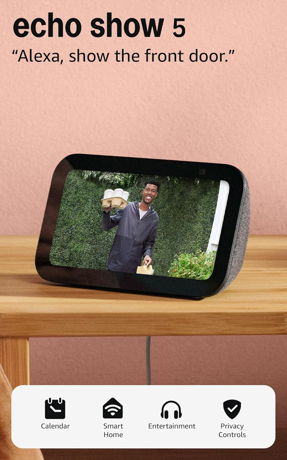 Echo Show 5 (Newest Model), Smart Display with Alexa+ Early Access, 2X the Bass and Clearer Sound, Charcoal