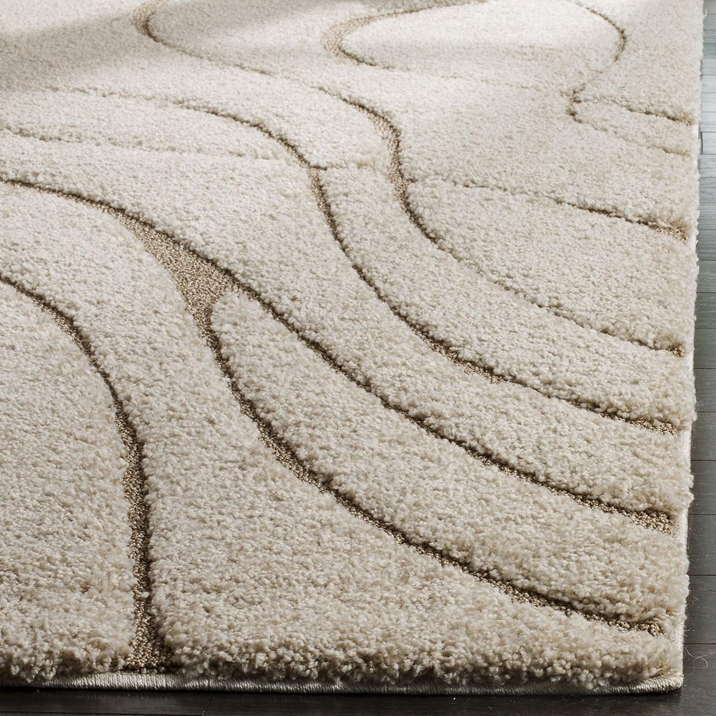 Florida Shag Collection Area Rug - 6' X 9', Cream & Beige, Non-Shedding & Easy Care, 1.2-Inch Thick Ideal for High Traffic Areas in Living Room, Bedroom (SG471-1113)