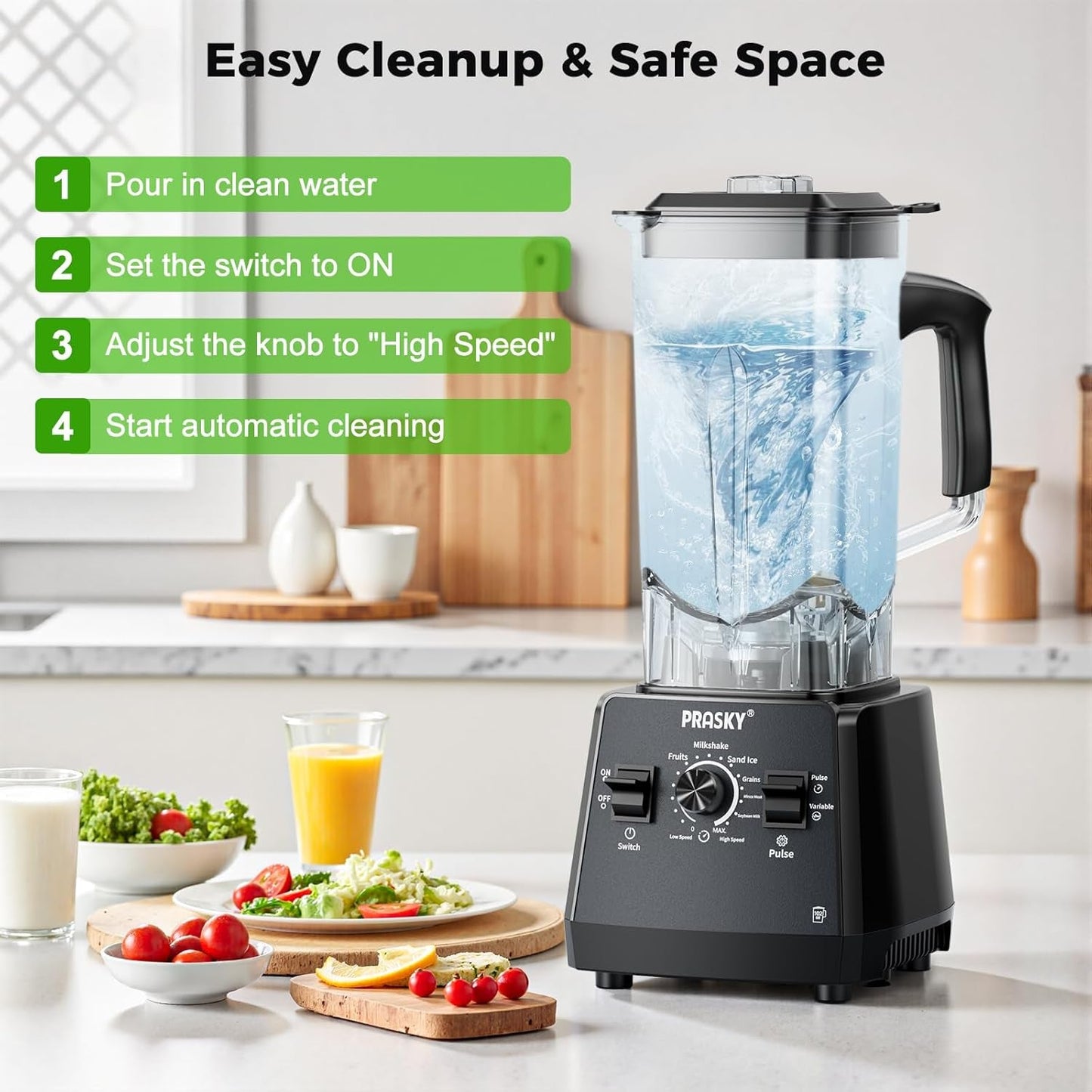 Blenders for Kitchen, Smoothie Blender Large Capacity, 2400W  Countertop Blender with 101Oz Juice & Grinder Jar, Bpa-Free, 25000 RPM Blender for Smoothies, Ice, Frozen Fruit (Gray, 3L)