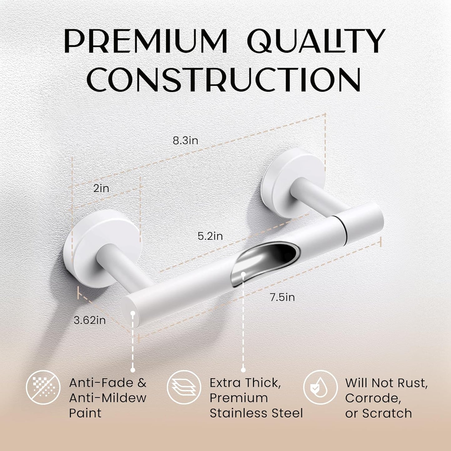 Day Moon™ Matte White Toilet Paper Holder Wall Mount - Modern Pivoting Toilet Paper Roll Holder