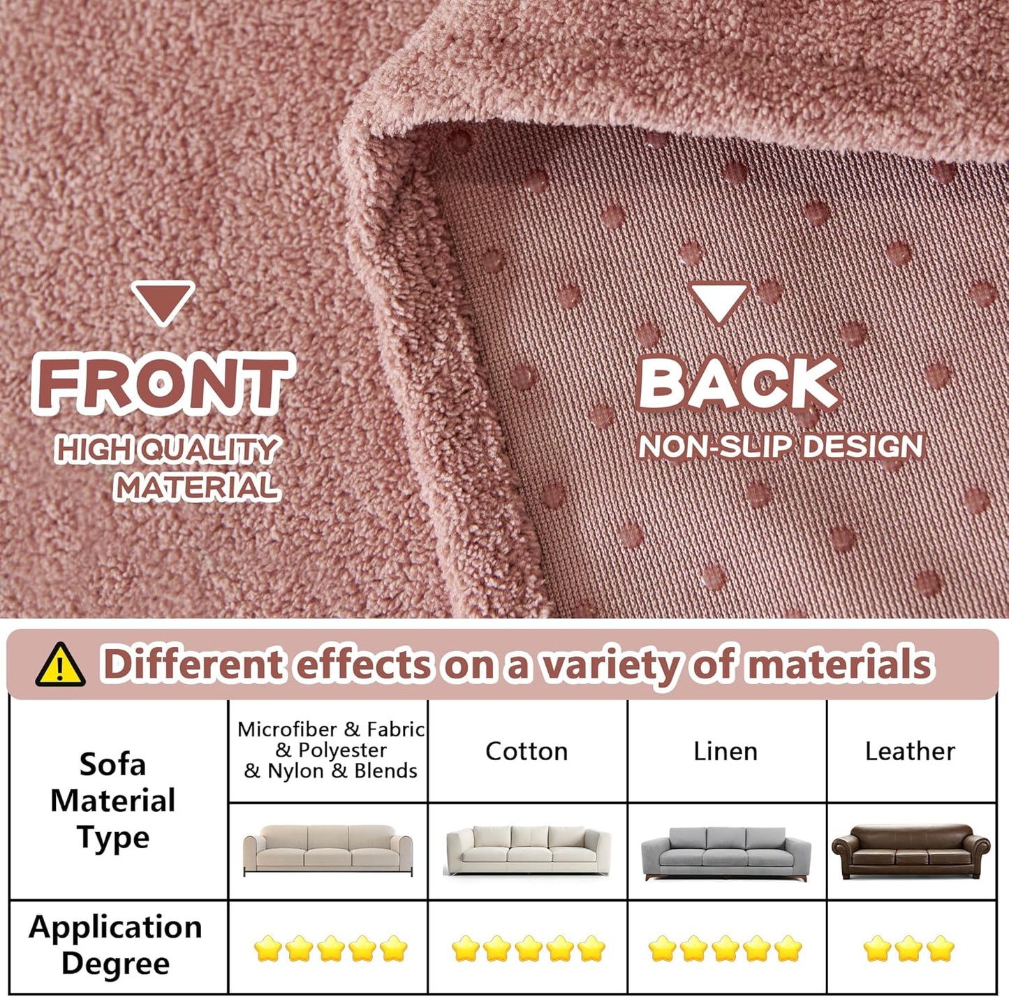 MYSKY HOME Pink Sofa Cover, Couch Covers for Pet, Oversized Couch Covers for 3 Cushion Couch, Thick Durable Sofa Covers for Furniture, Couch Cover,Non Slip Soft Protector, 91" x 150"