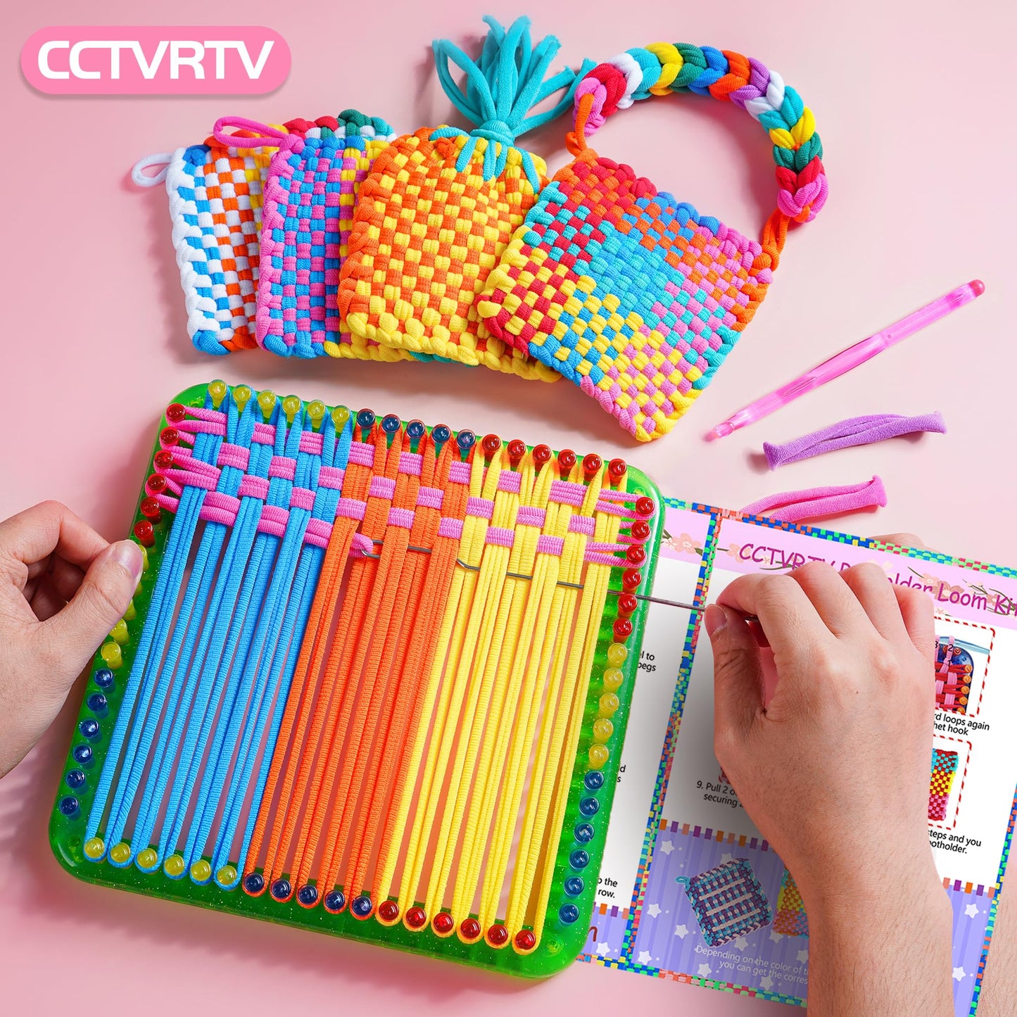 CCTVRTV Weaving Loom Kit Toys for Kids and Adults, Potholder Loops DIY Arts and Crafts for Boys and Girls Ages 5 6 7 8-12 13, Easy Potholder Loom Knitting Kits Gifts for Beginners, 252 Craft Loops