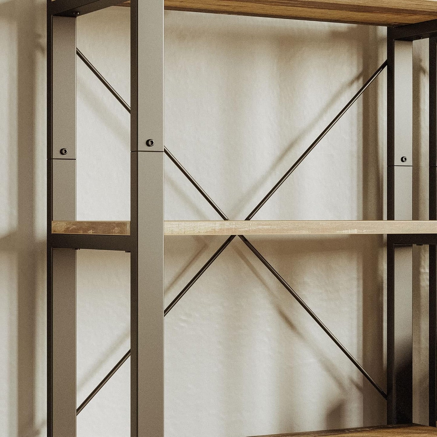 IRONCK Bookshelf 5-Tier Ladder Shelf 110 lbs Shelf Vintage Industrial Style Bookcase for Home Decor, Office Decor