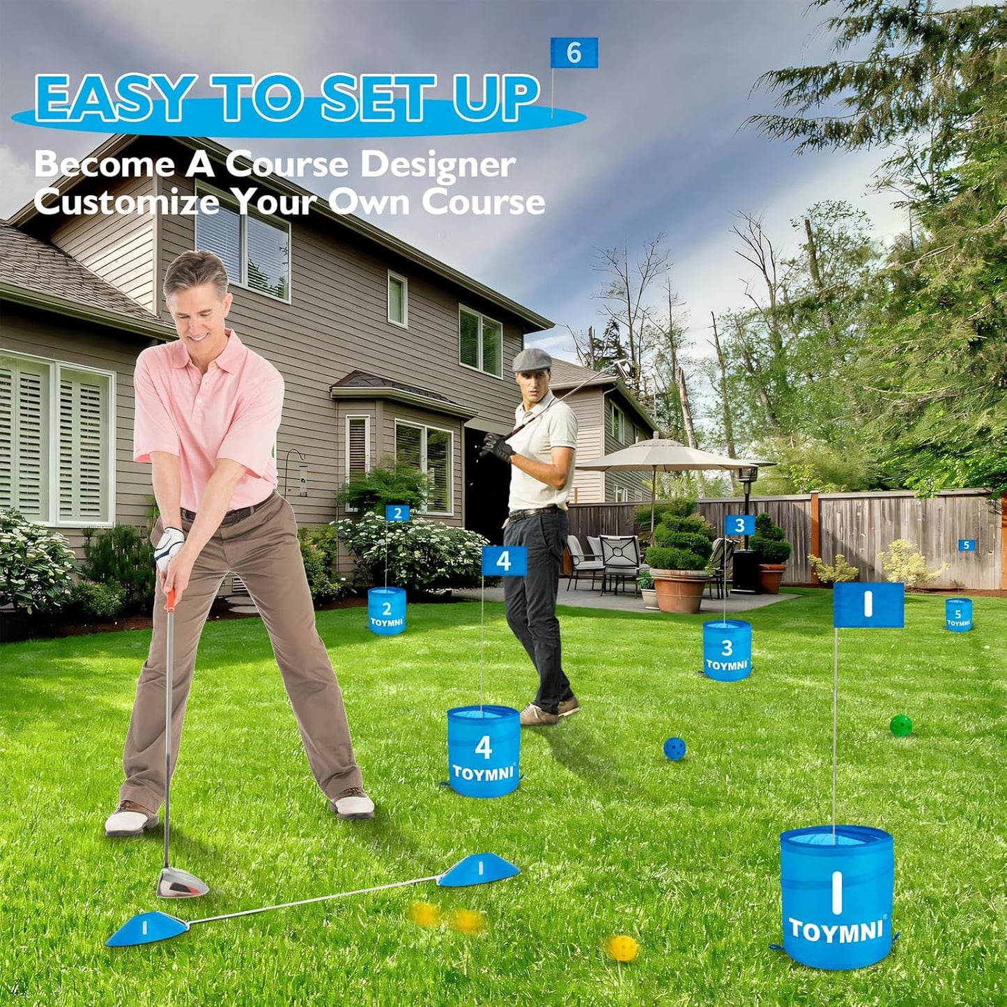 Golf Game Set - Portable Indoor/Outdoor Backyard/Beach PAR 6 Hole Game for Adults & Kids
