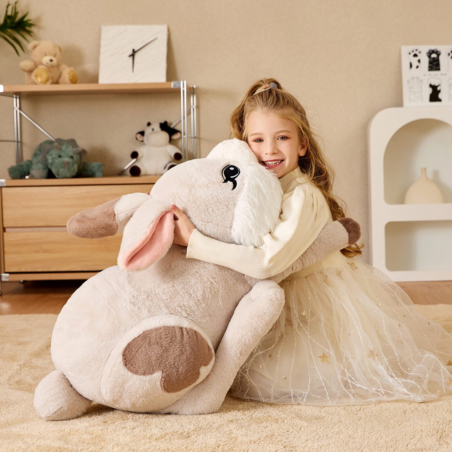 EARTHSOUND Giant Easter Bunny Stuffed Animal Plush Toy,23 inches Large Rabbit Jumbo Big Size Soft Toys,Cute Huge Plushy Fluffy Fat Plushie,Gifts for Kid
