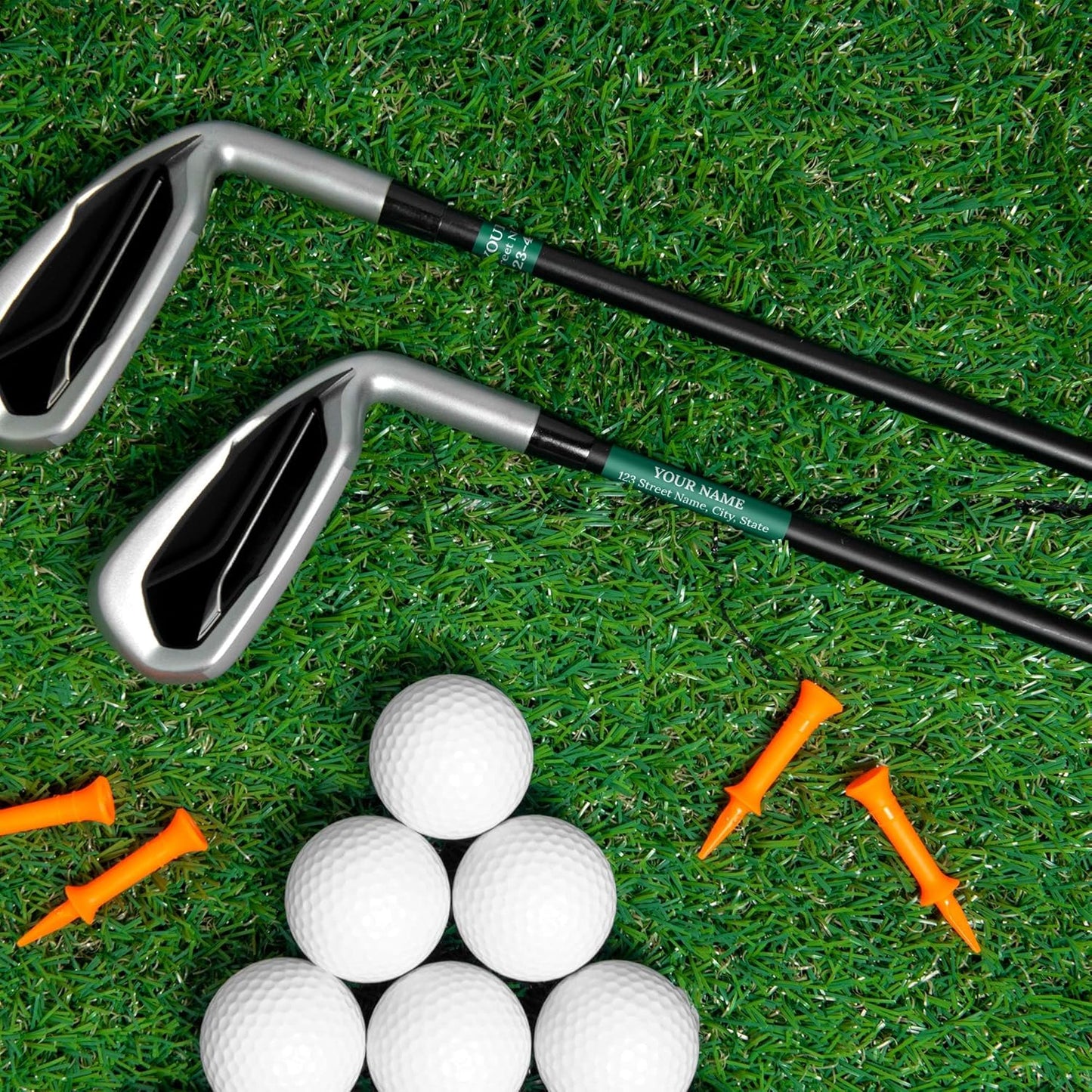 Custom Green Golf Club ID Labels, Personalized Golf Club Name Sticker,0.75x2 Inches, Set of 30, 4 Mil Vinyl Decal Stickers Weather Resistant, Made in USA by My Sign Center
