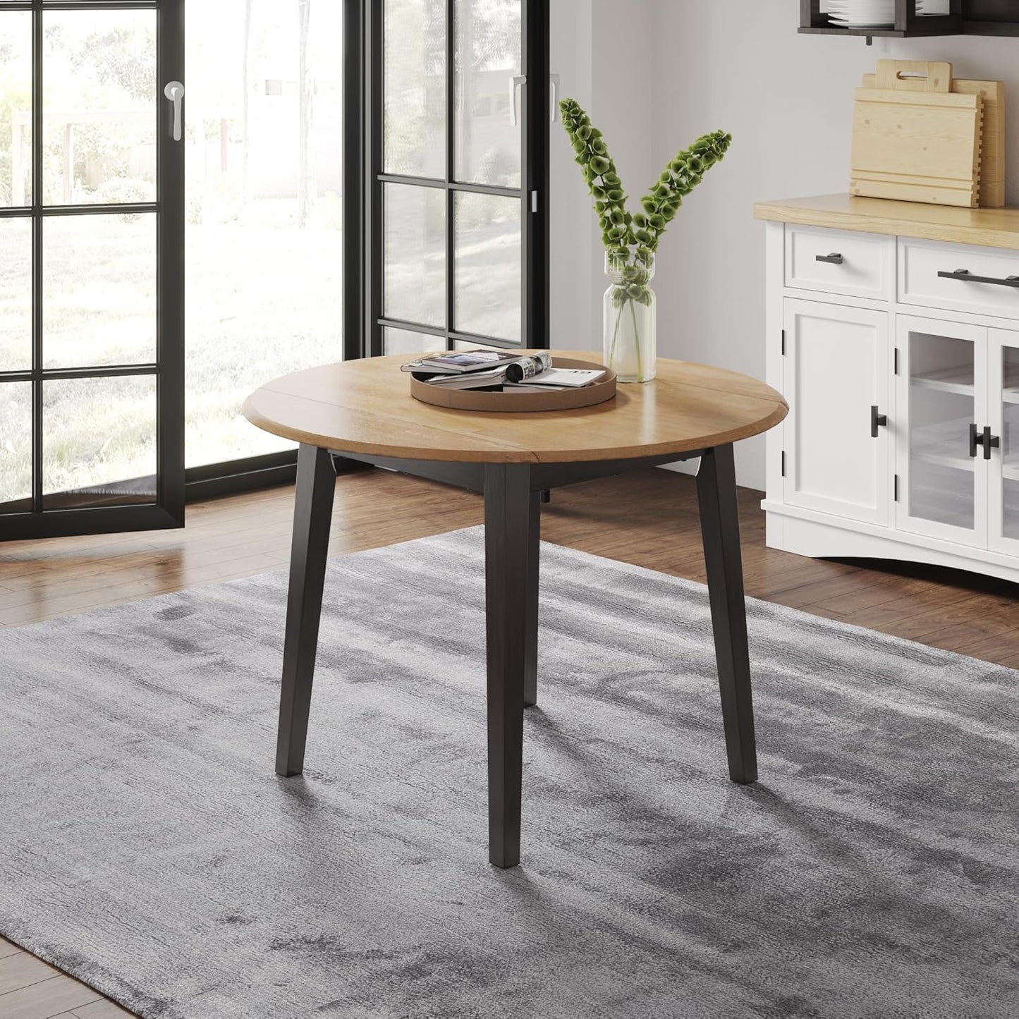 Signature Design by Ashley Gesthaven Contemporary Dining Drop Leaf Table with 4 Legs, Light Brown & Dark Brown